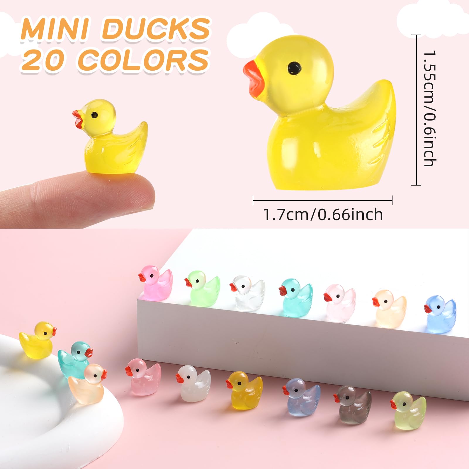 JWAJWY Mini Ducks 100 Pack Tiny Ducks Glow in The Dark - JWAJWY Official Product View 2