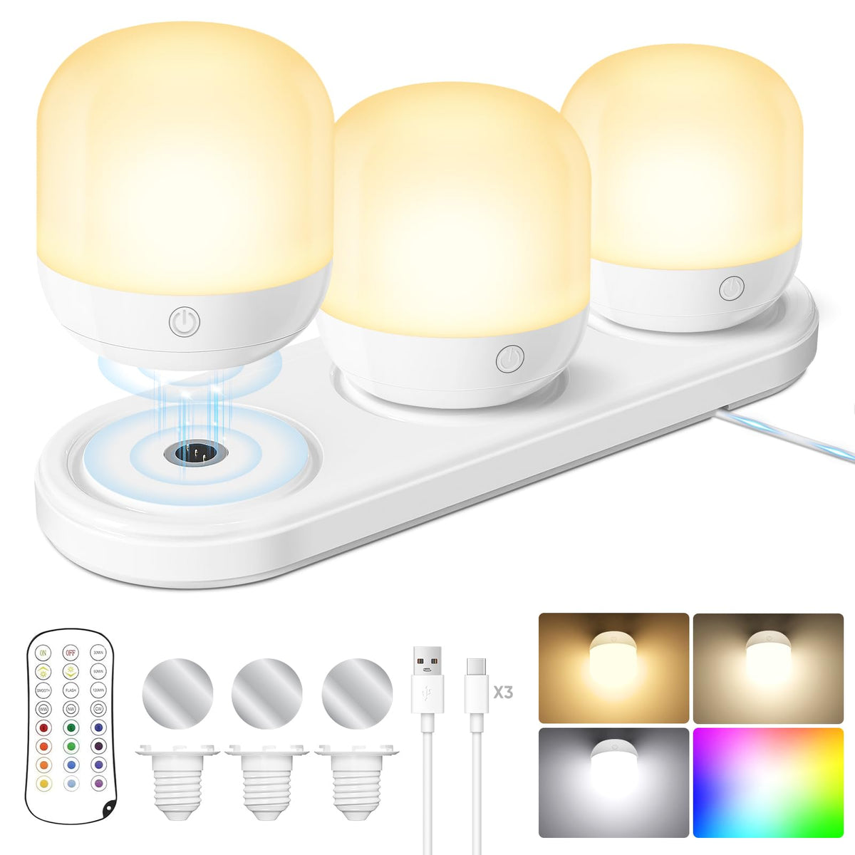 Rechargeable Battery Operated Light Bulb Set with 3 in 1 - Yochoice Official Imagery - 2