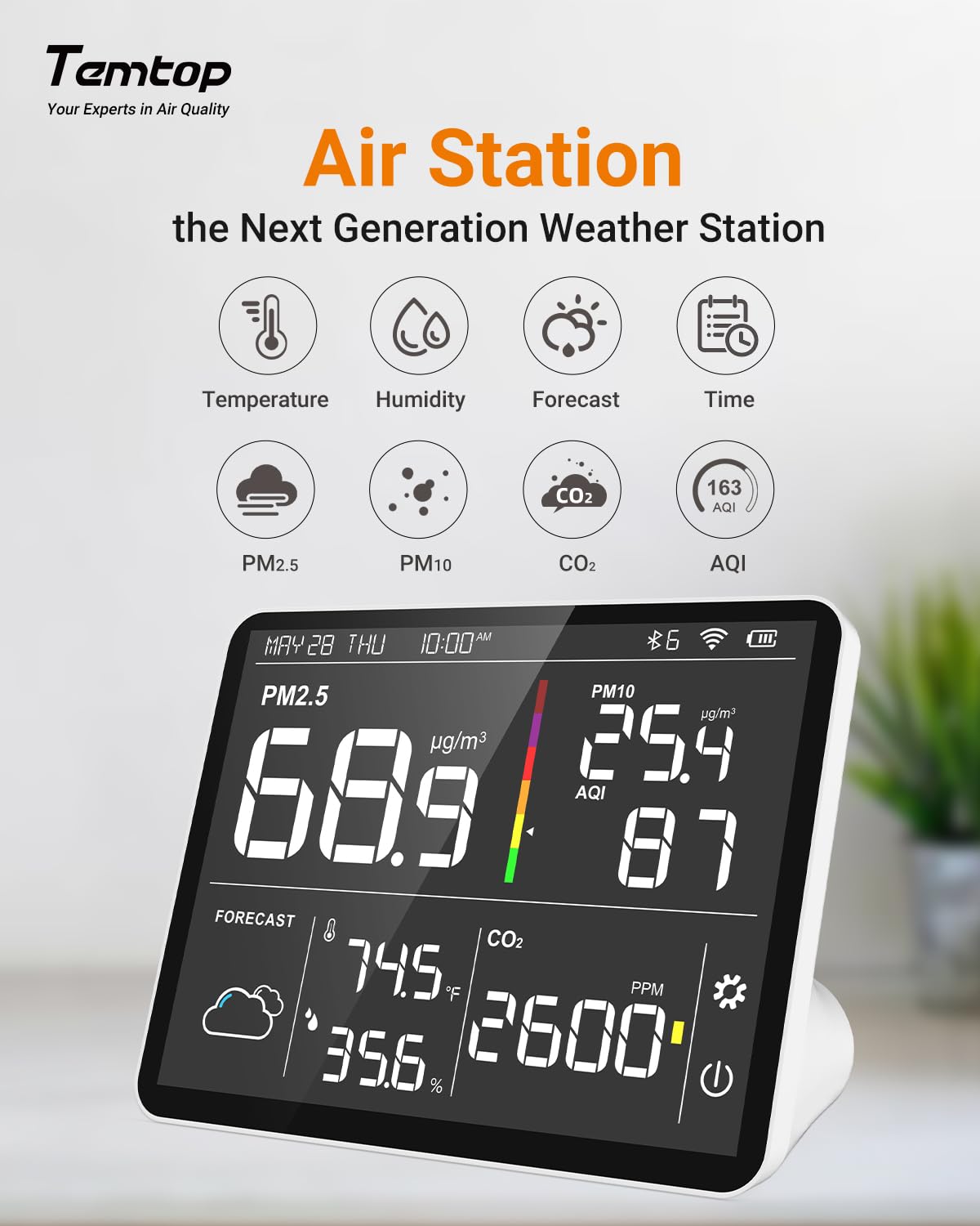 Temtop M100 8-in-1 Wi-Fi Air Quality Monitor