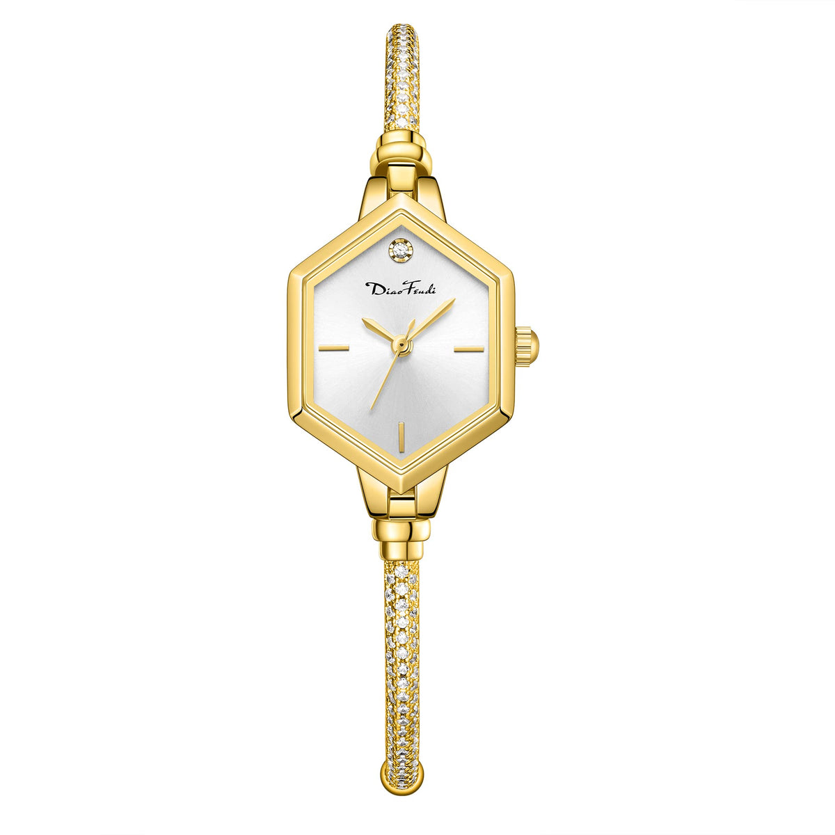 Rose Gold Petite Bracelet Watch for Women Diamond Dress - Diaofendi Official Imagery - 3