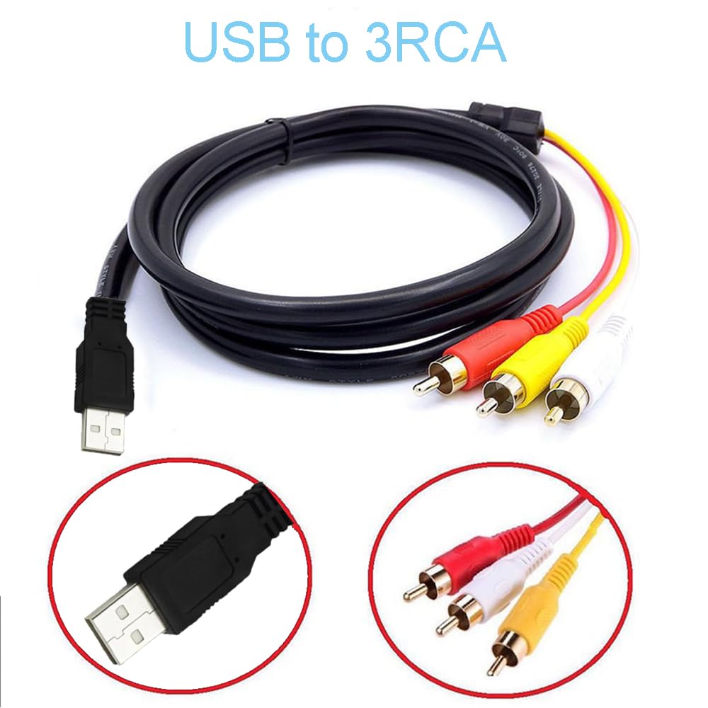 DUOYHIEL USB to RCA Cable, 5ft USB Male to RCA Male Jack Splitter by DUOYHIEL - Angle View 6