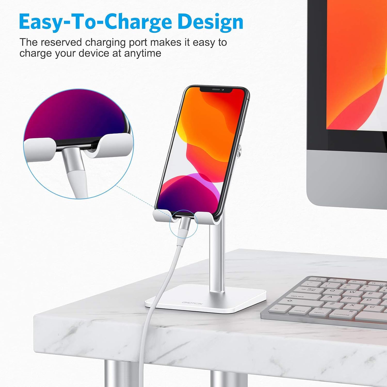 OMOTON CA02 Cell Phone Stand with Charging Hole for Desk Lightwei - OMOTON Official Product View 4