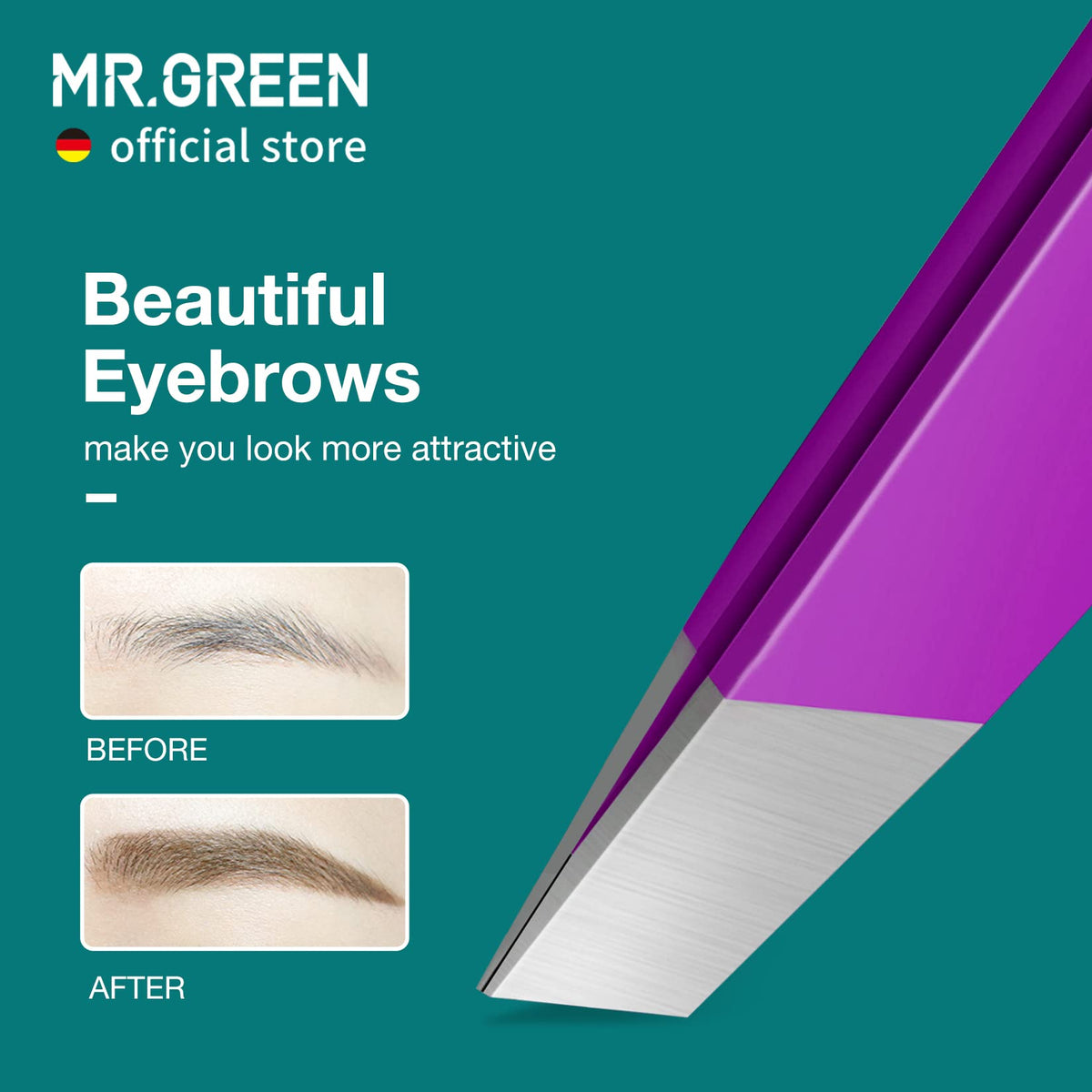 MR GREEN Eyebrows Tweezers Colorful Beauty Fine Hairs Puller - MR.GREEN Official Product Imagery - 3