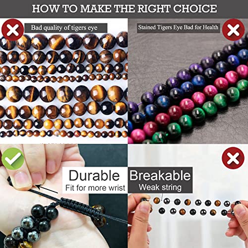 HASKARE Triple Protection Bracelet for Men - Genuine Tigers Eye - Product Imagery