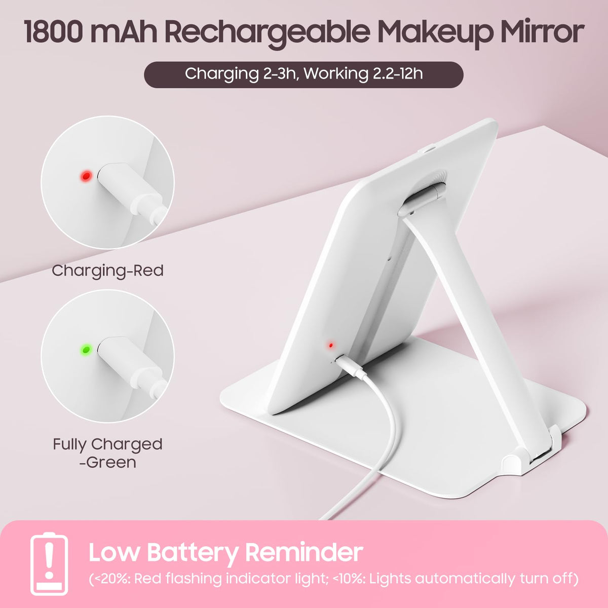 Foldable Travel Makeup Mirror with Lights 20X Magnifying - Benbilry Official Imagery - 7