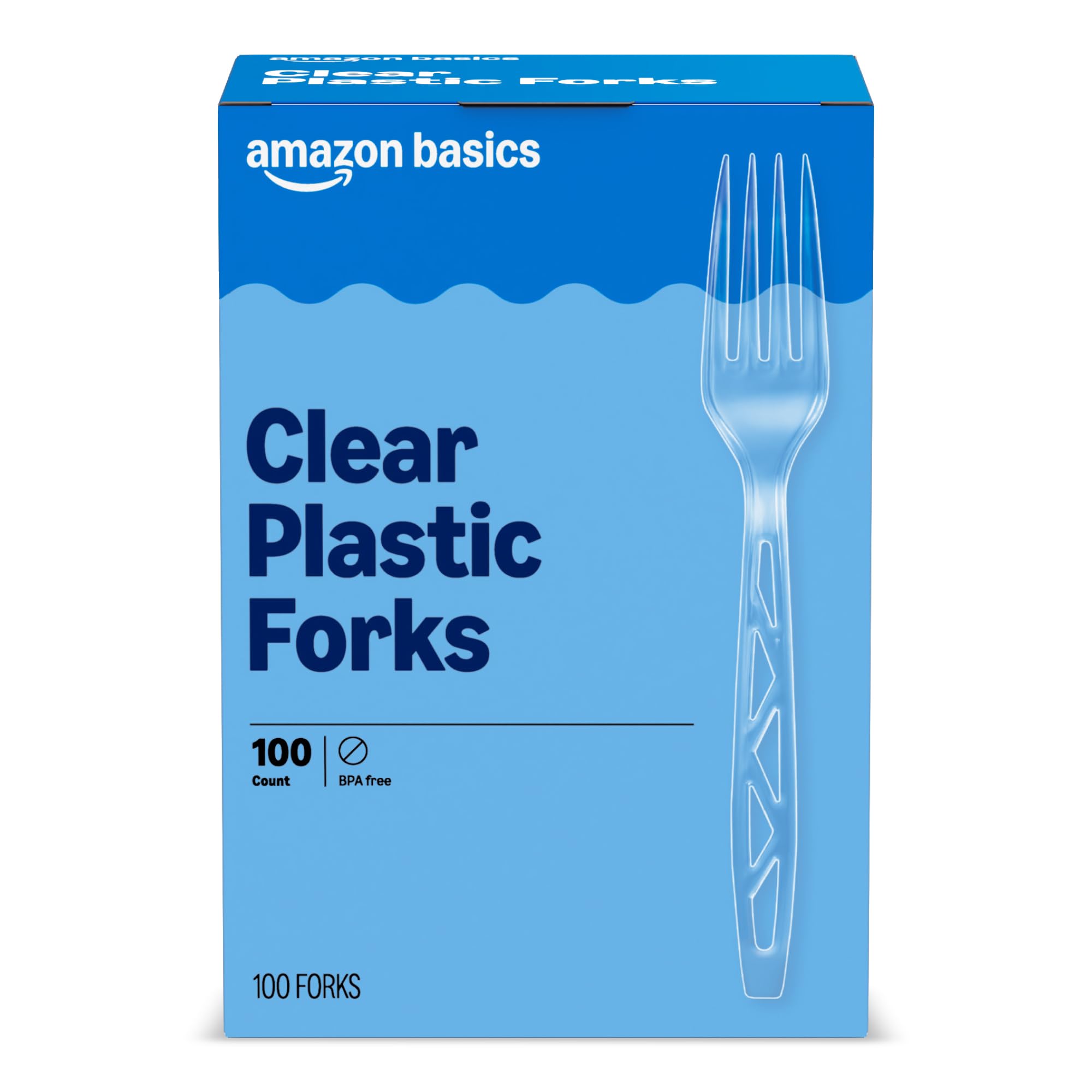 Amazon Basics Disposable Clear Plastic Forks, Premium Quality, - Product Imagery