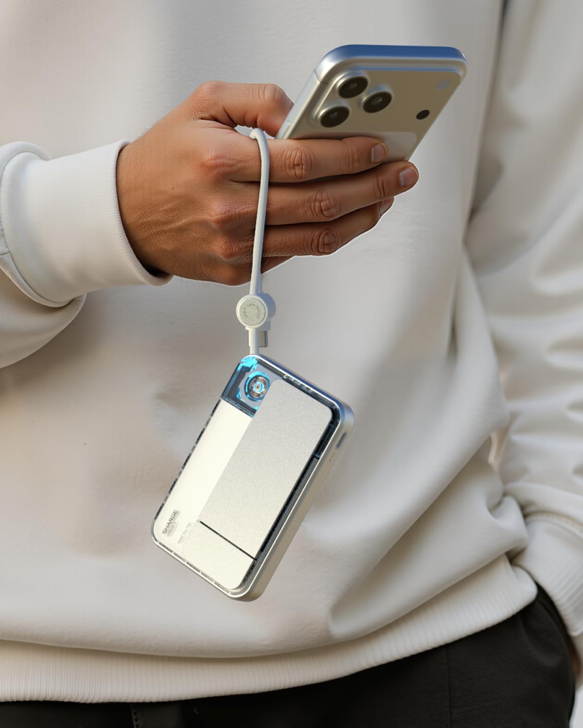 sharge for MagSafe Power Bank Qi2.2 25W 10000mAh Magnetic Portabl by sharge - Angle View 7