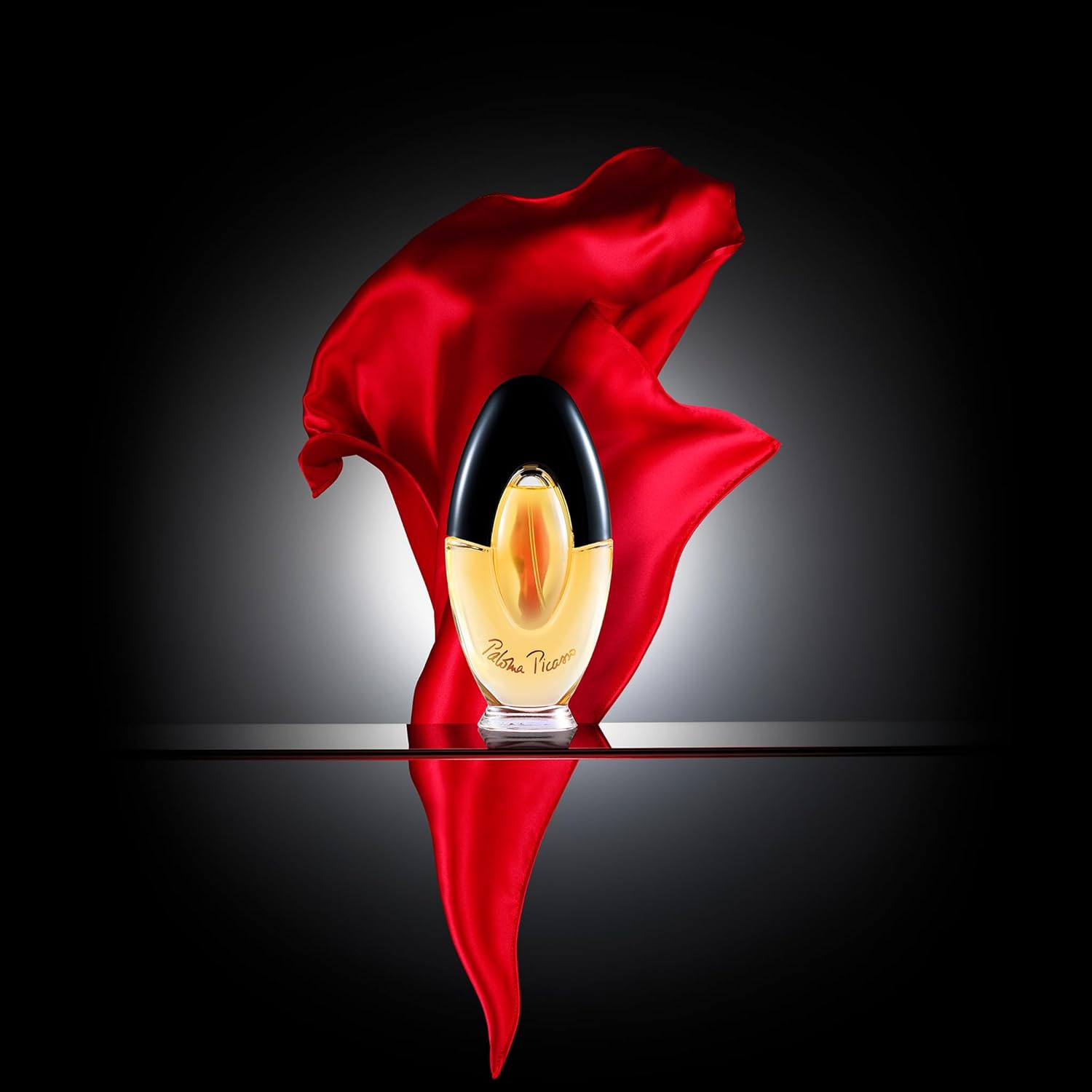 Paloma Picasso Eau de Parfum for women with bergamot, rose, and amber notes, displayed in a sleek perfume bottle.