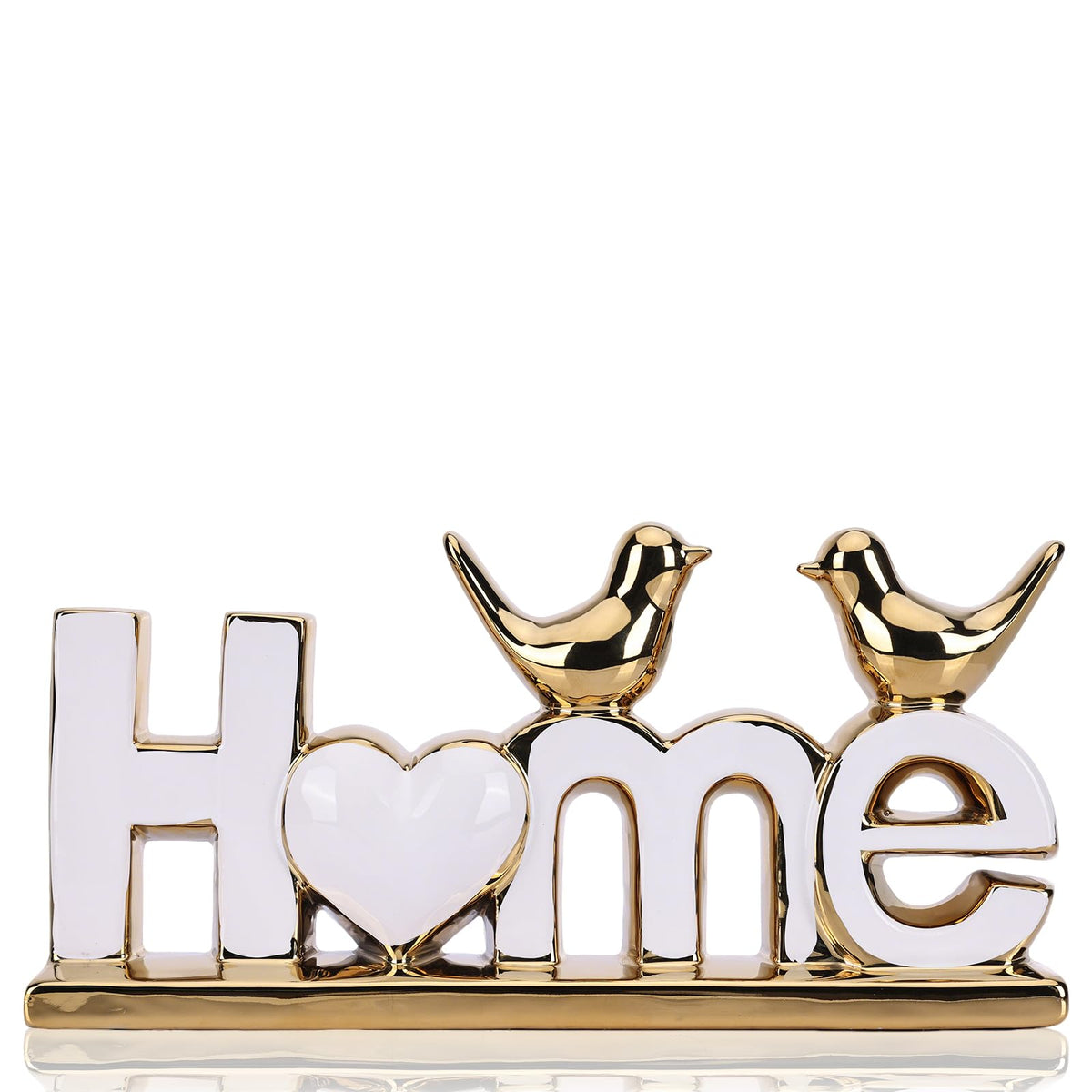 White and Gold Ceramic Home Sign White and Gold Bird - DOVDOV Official Imagery - 1