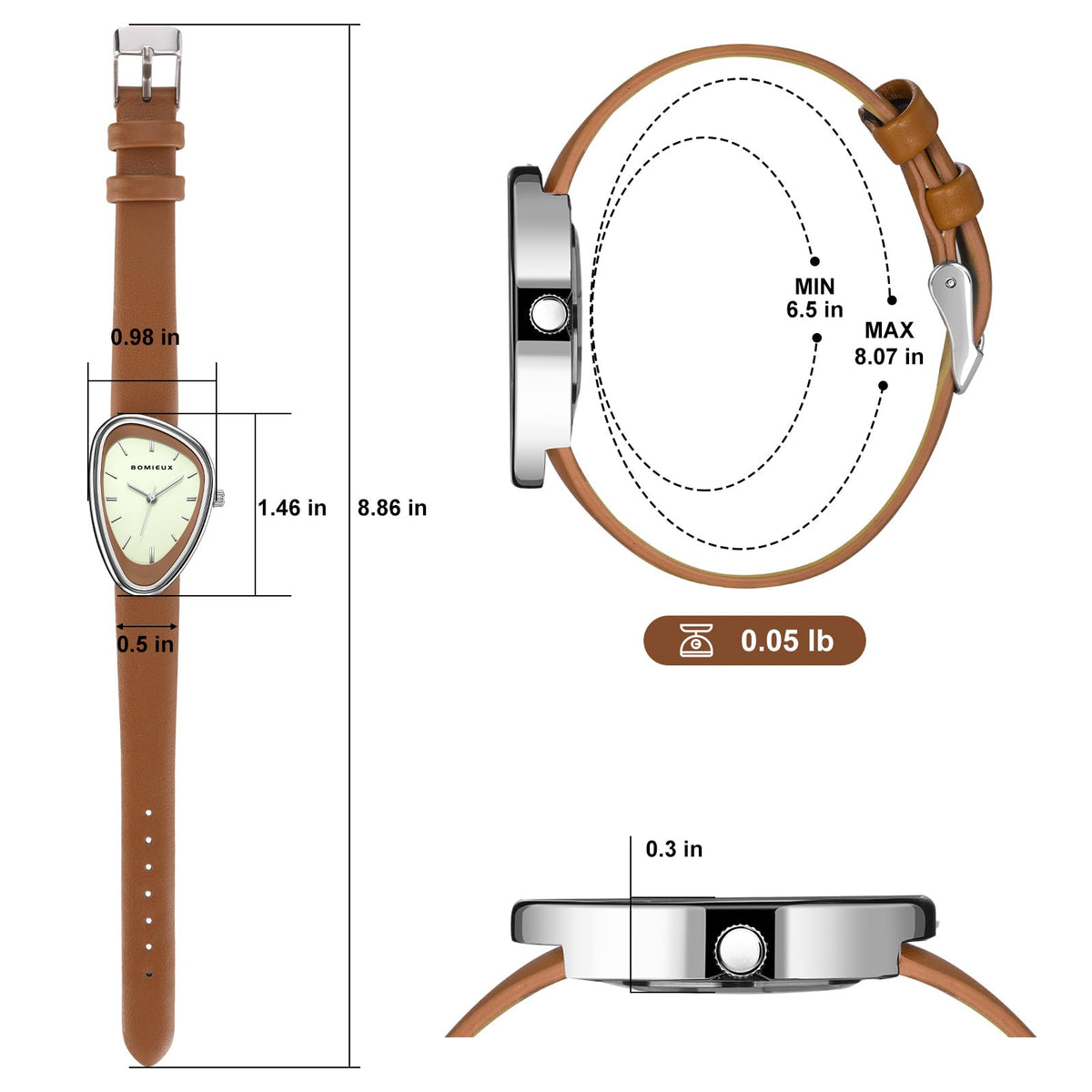 Irregular Watches for Women Stylish Vintage Leather Analog - VTAIGE Official Imagery - 7