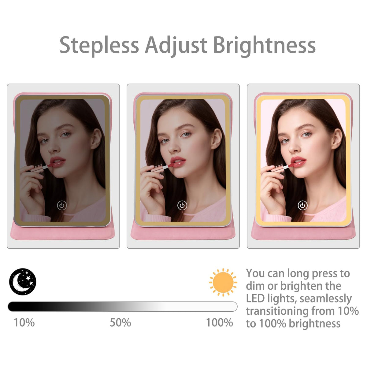 Travel Mirror with Light 3 Colors Dimmable Rechargeable - Ximruyuv Official Imagery - 5