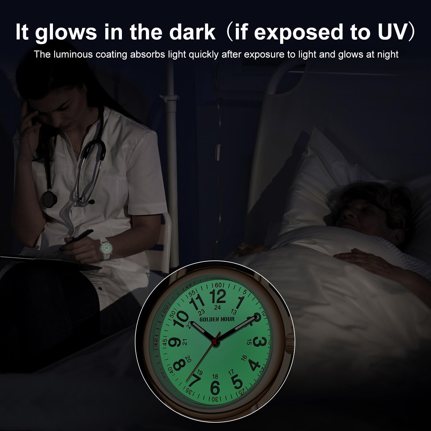 GOLDEN HOUR Waterproof Nurse Watch for Medical Professionals, Students - View 6