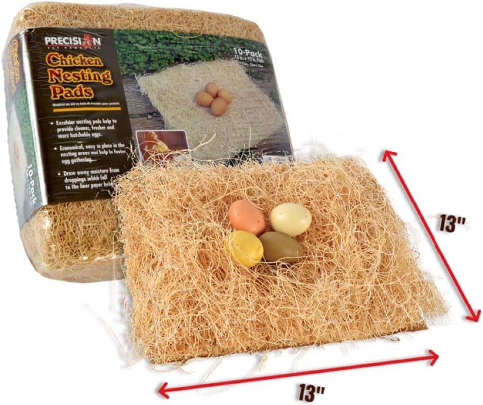 PRECISION PET Chicken Nesting Pads by Petmate, 13x13-inch beige bedding, ideal for chicken nesting boxes, 10-pack.