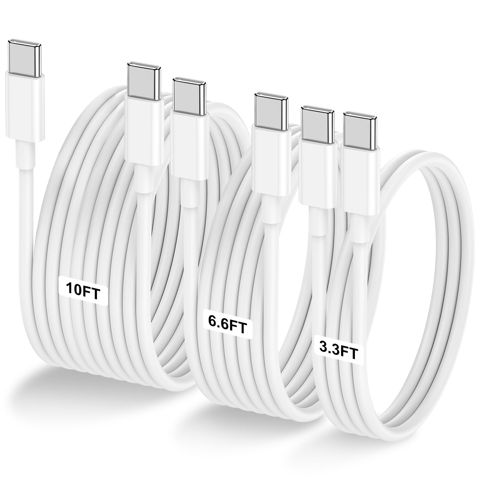 LOFPYE 3-Pack USB C to USB C Cable 60W Fast Charging [3.3+6.6+10FT]