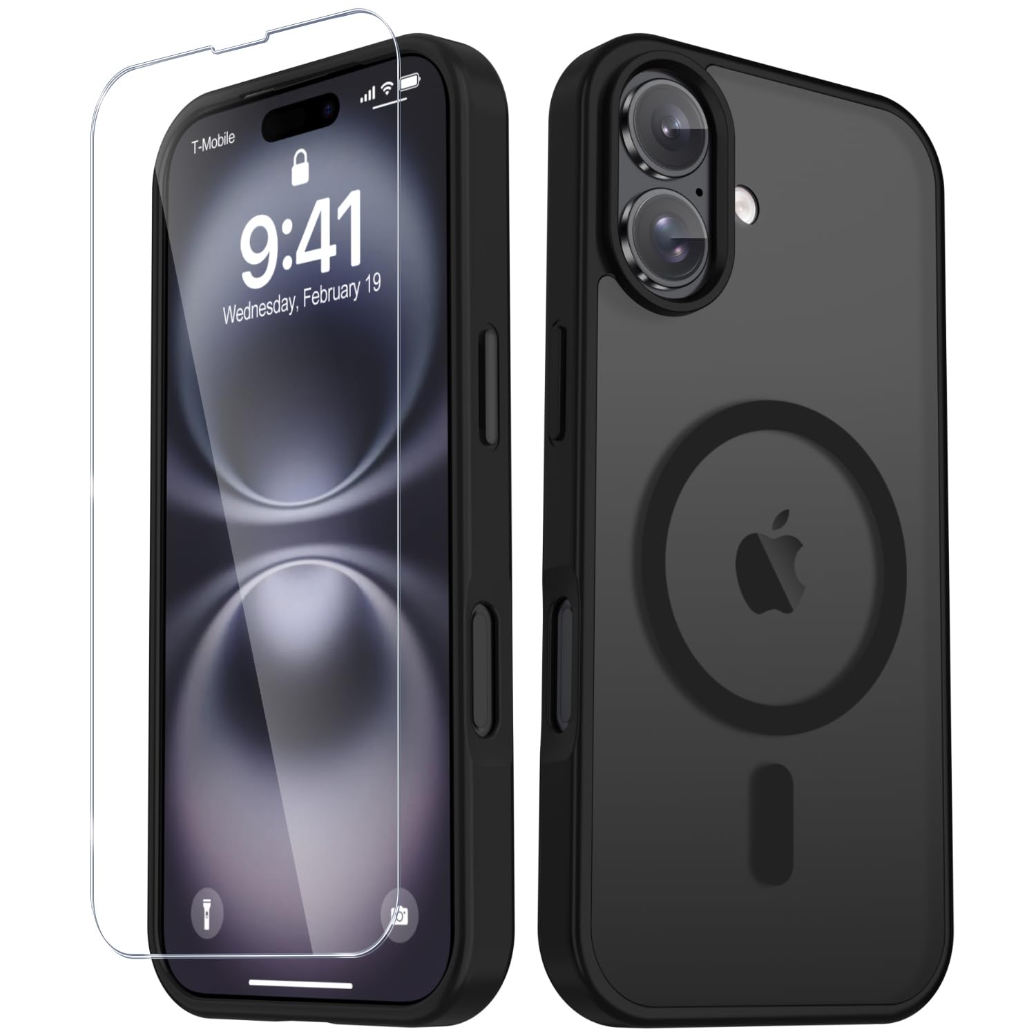 for iPhone 16 Case, Matte Magnetic Phone Cover, Black - YENAPOON Official Product View 1