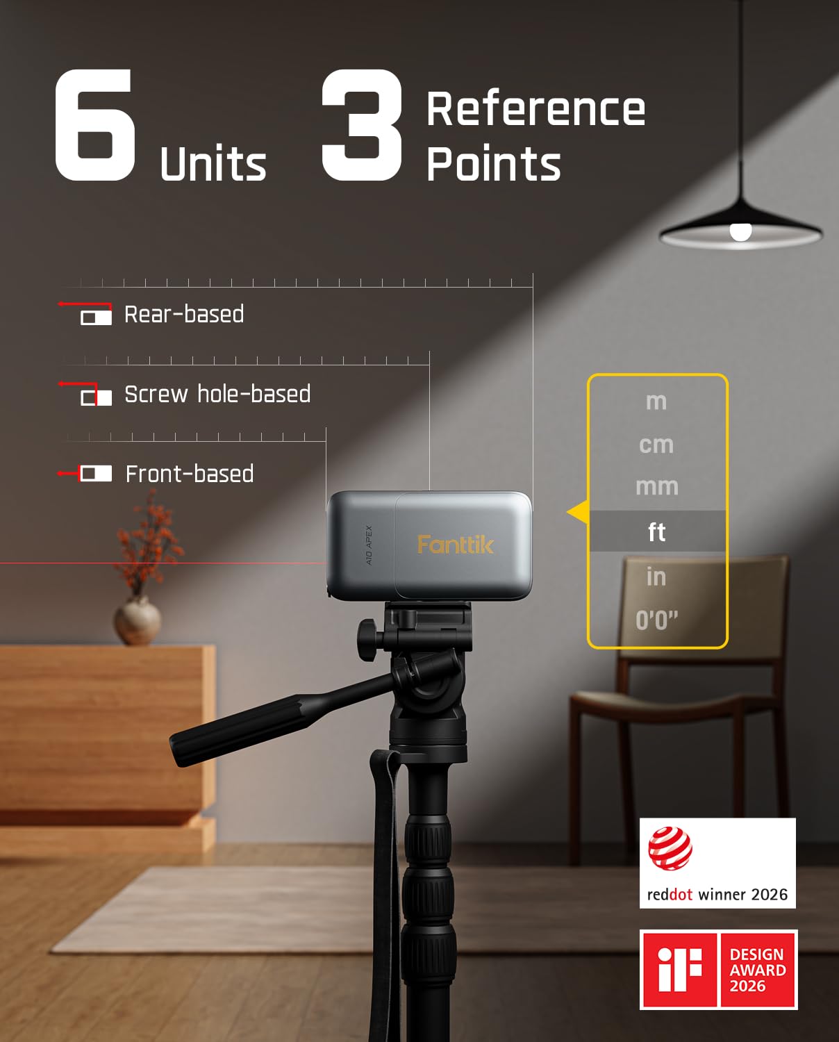 Fanttik A10 Apex 3-in-1 Digital Laser Tape Measure with Cross Lin by Fanttik - Angle View 5