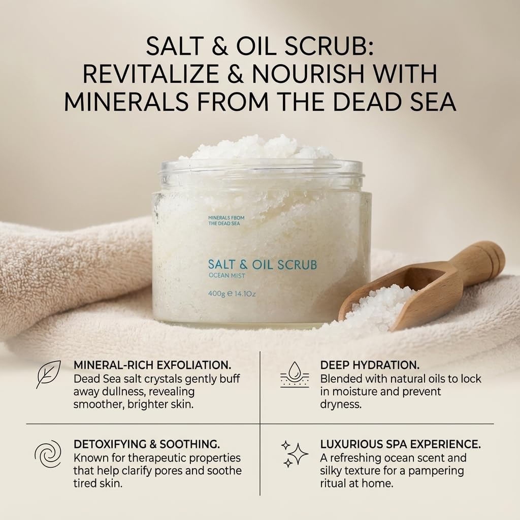 Elefair Tech SEACRET Dead Sea Salt & Oil Body Scrub - Moisturizing & - Elefair Tech Official Product View 4