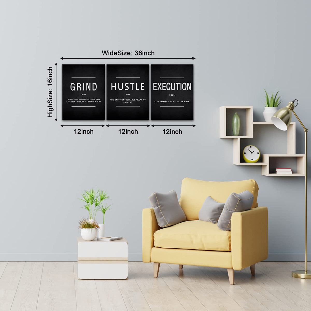 BWSPACE Motivational Wall Decor Grind Hustle Execution Wall - BWSPACE Official Imagery - 6