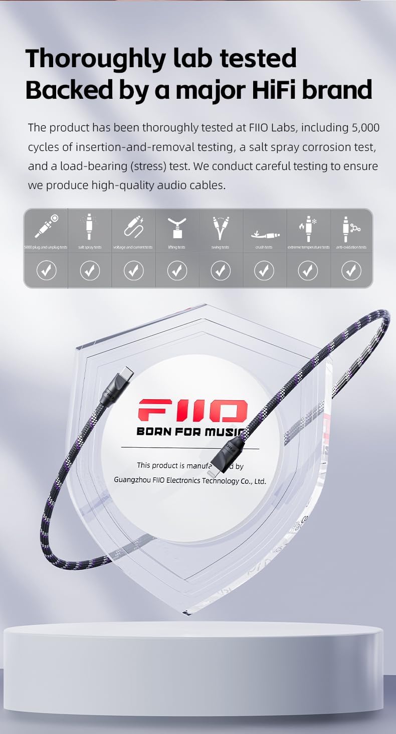 FiiO Trust Series USB-C to USB-C OTG Digital Audio Cable, Silver- by FiiO - Angle View 9