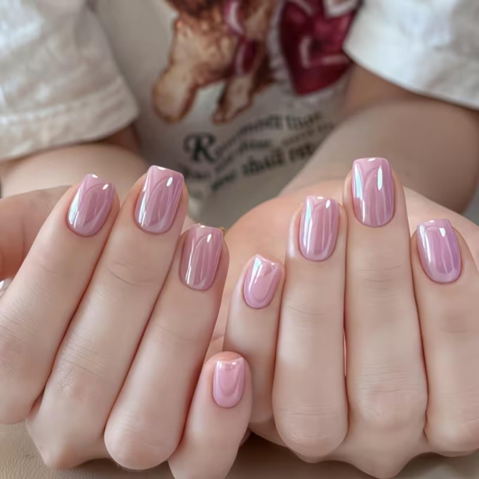 Glitter Aurora Cat Eye Gel Polish by Generic featuring magnetic shimmer nail art with iridescent cat eye effect and jelly nude base.