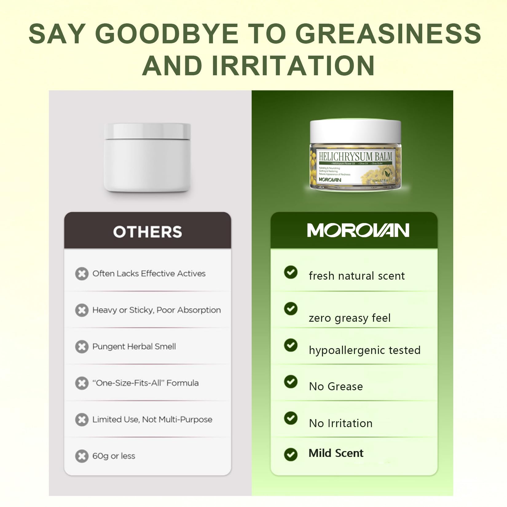 Morovan Helichrysum Bruise Balm in a jar, a skin and muscle relief moisturizer with natural ingredients for soothing discomfort.