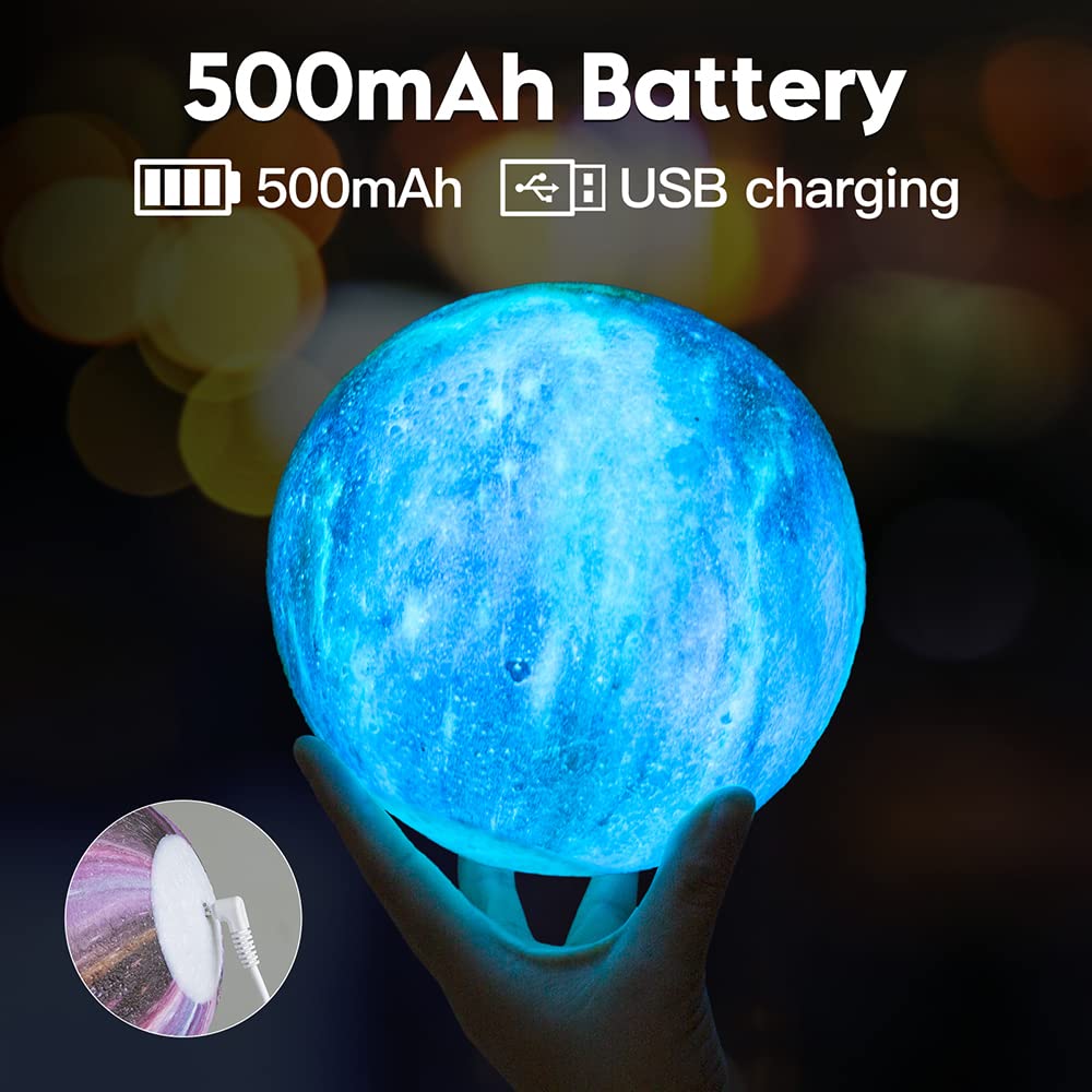 BRIGHTWORLD Moon Lamp Galaxy Lamp 5.9 inch 16 Colors LED 3D Moon - BRIGHTWORLD Official Product View 2