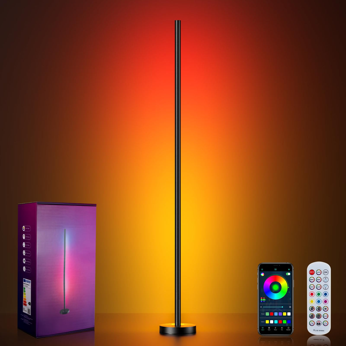 Smart RGBICW LED Corner Floor Lamp - OIYN Official Imagery - 1