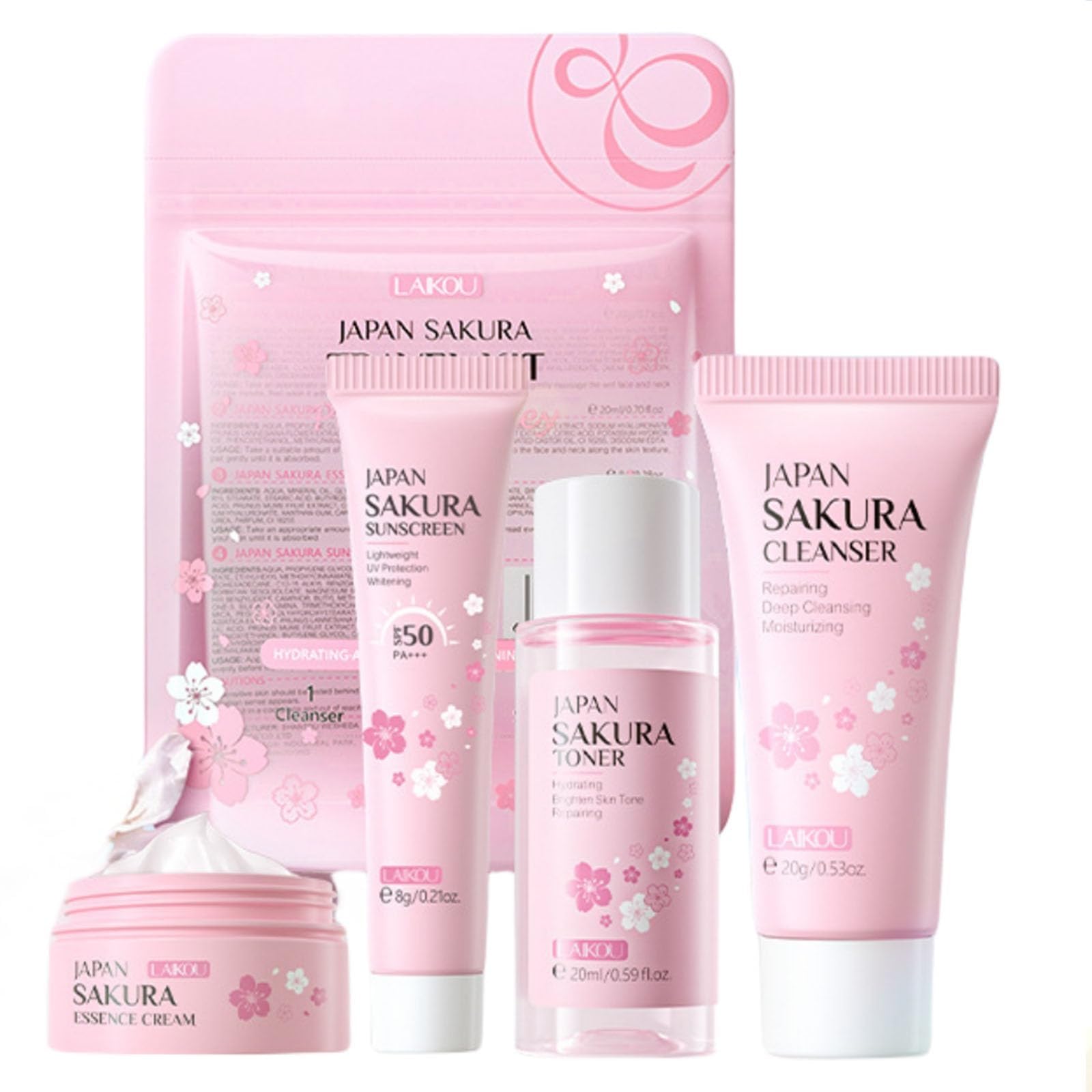 Sakura Travel Skincare Set for Teenage Girls - Face Routine Set - Product Imagery