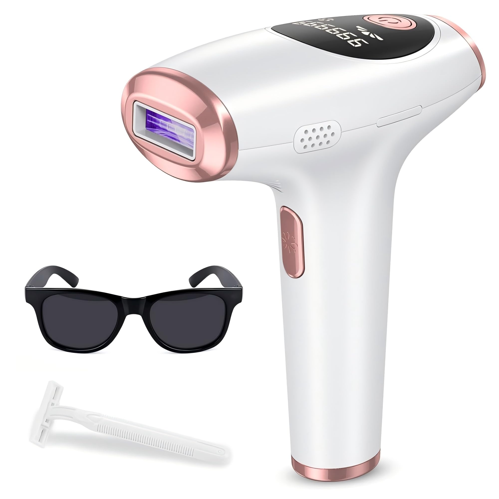 IPL Hair Removal Device, 999,999 Flashes Painless Hair Remover for Women & Men, Long-Lasting At-Home Hair Reduction System for Armpits, Legs, Arms, Bikini Line & Body, White