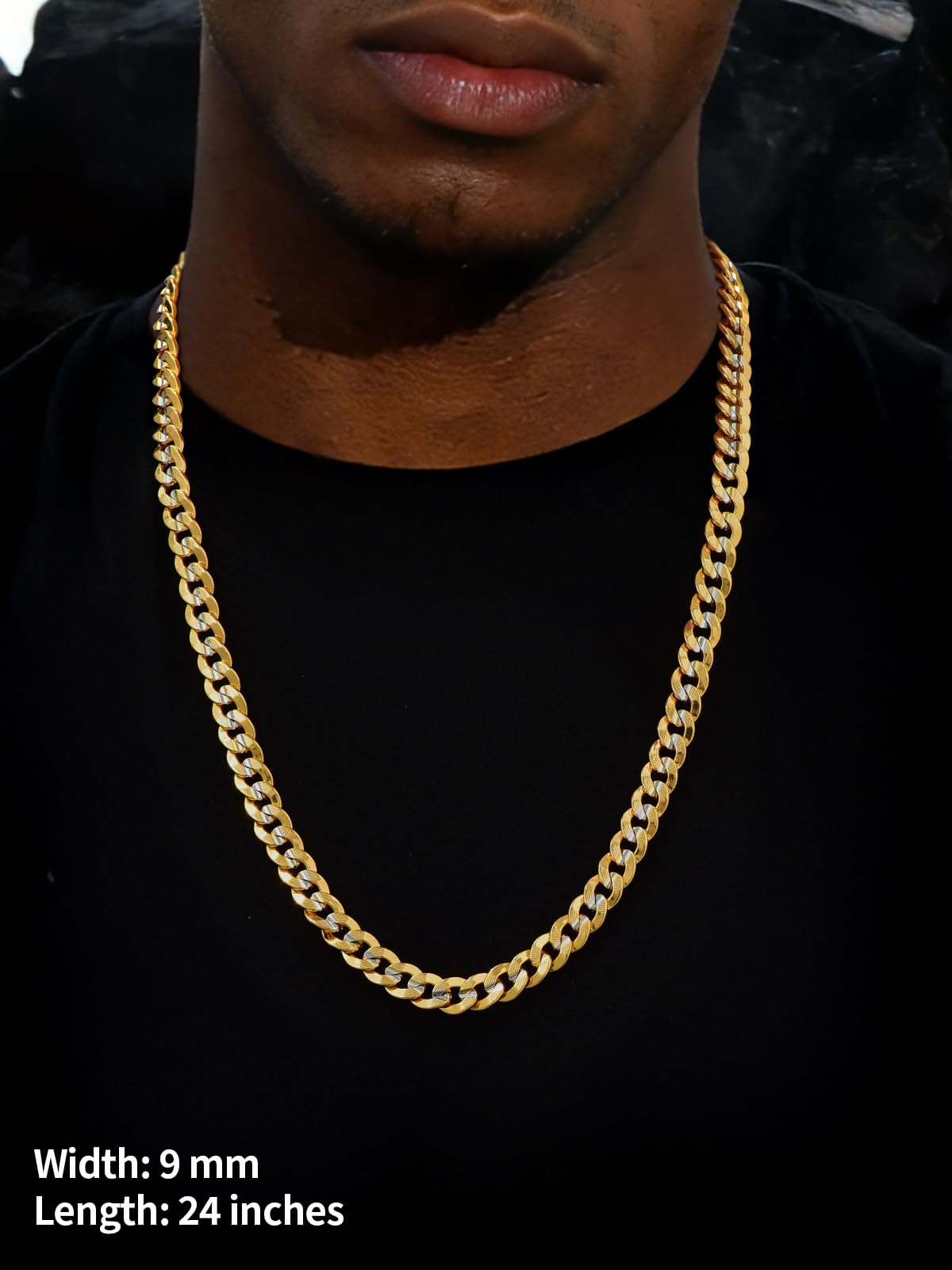 U7 Cuban Link Chain Necklace for Men Stainless Steel Curb - U7 Official Imagery - 3