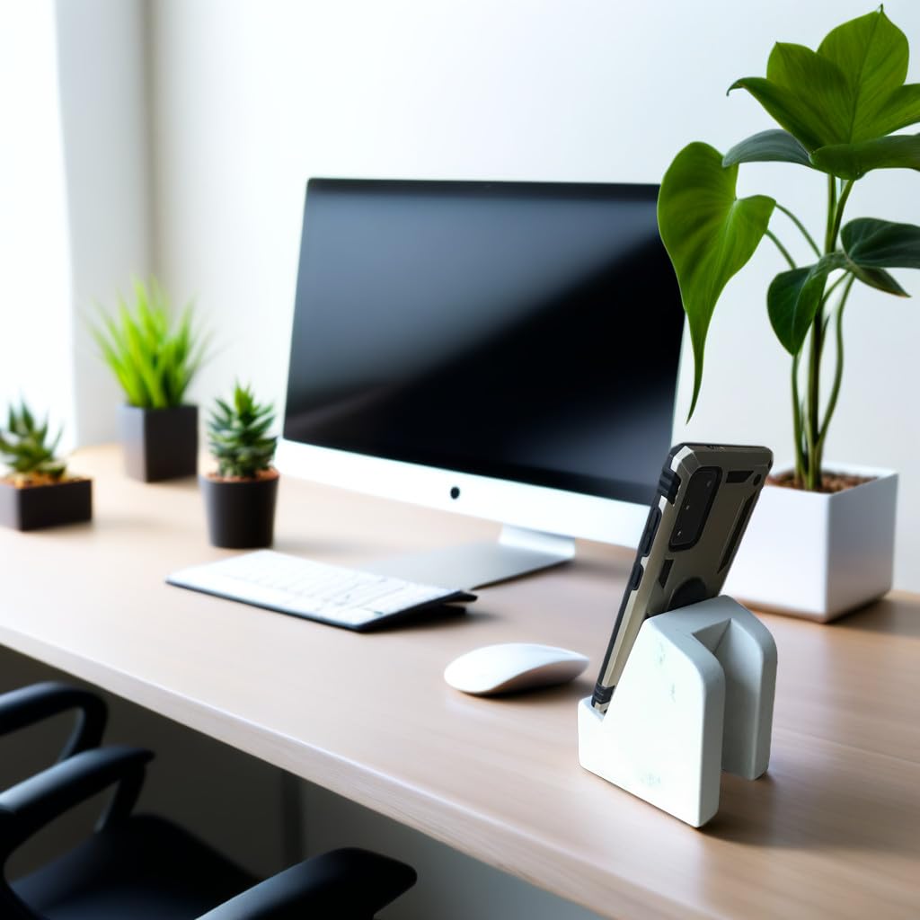 FLOWMAR Marble Phone Stand for Desk Heavy Quartz Cell Phone - FLOWMAR Official Imagery - 8