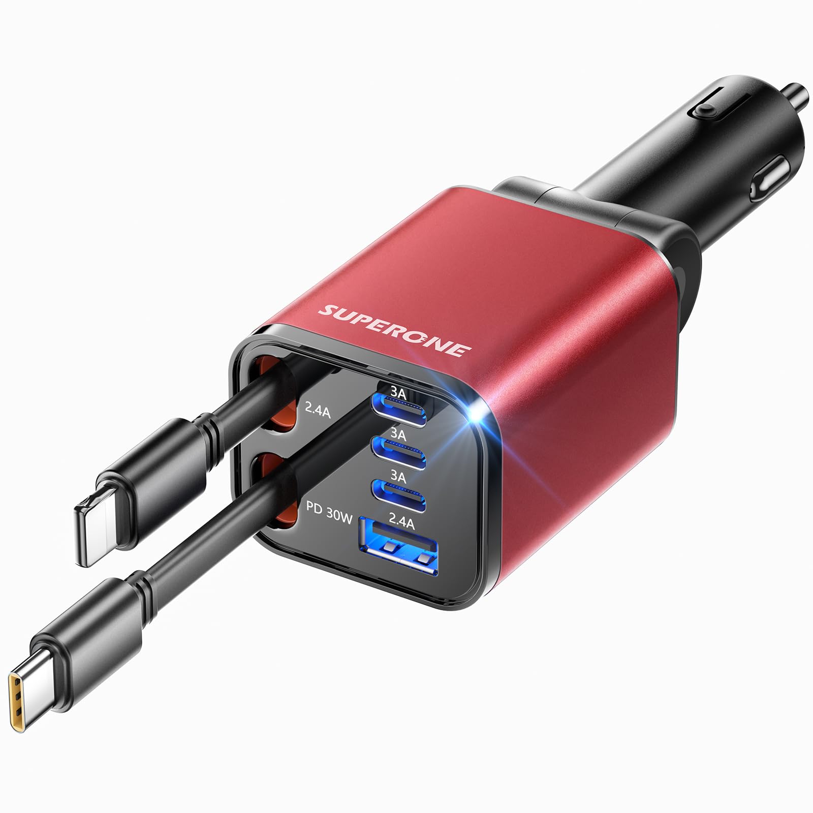 Retractable Car Charger, SUPERONE 99W Car Phone Charger with Dual by SUPERONE - Angle View 9