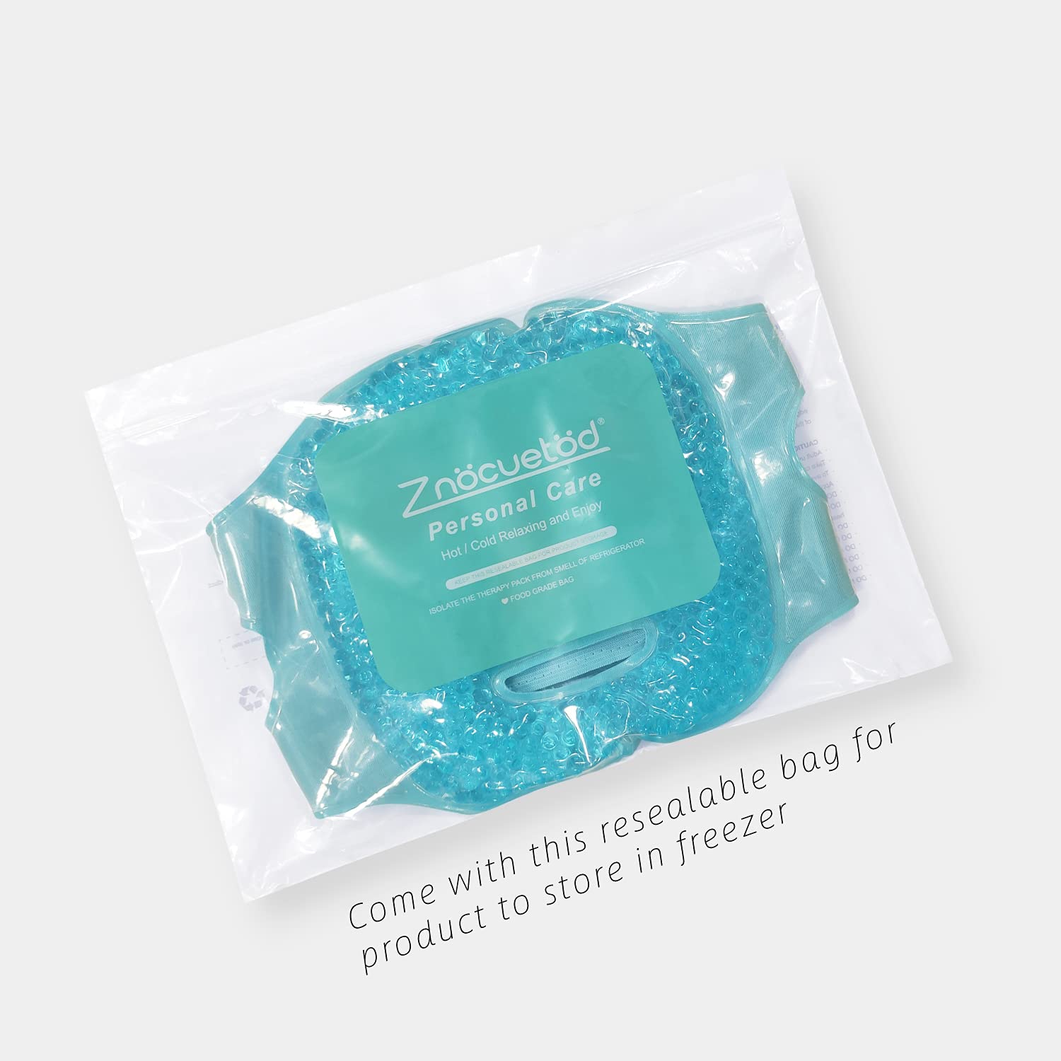 ZNÖCUETÖD Ice Face Mask for hot and cold therapy, blue therapeutic thermal compress for soothing facial relief and skin care.