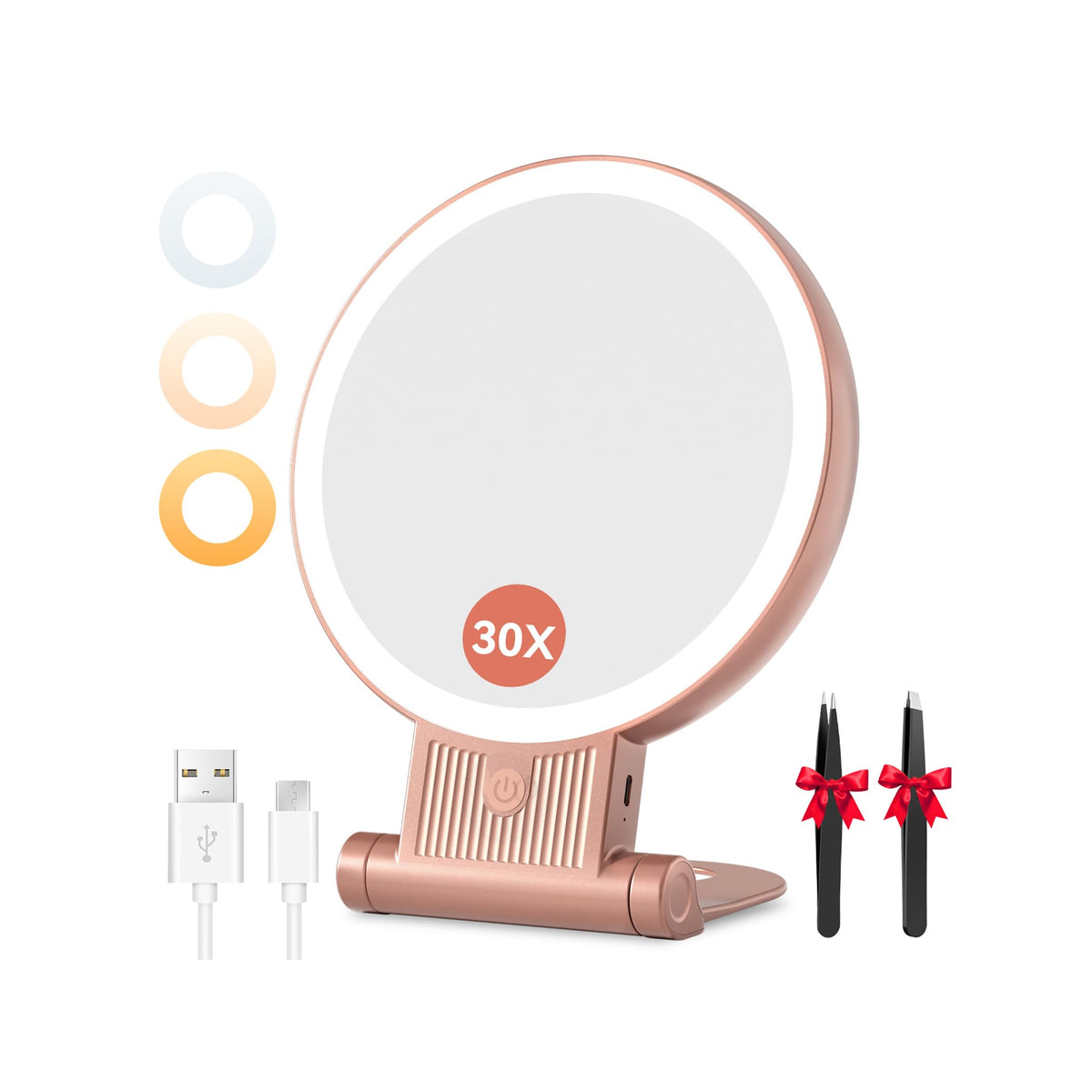 Auxmir Rechargeable 1X 30X Magnifying Makeup Mirror with - Auxmir Official Imagery - 2