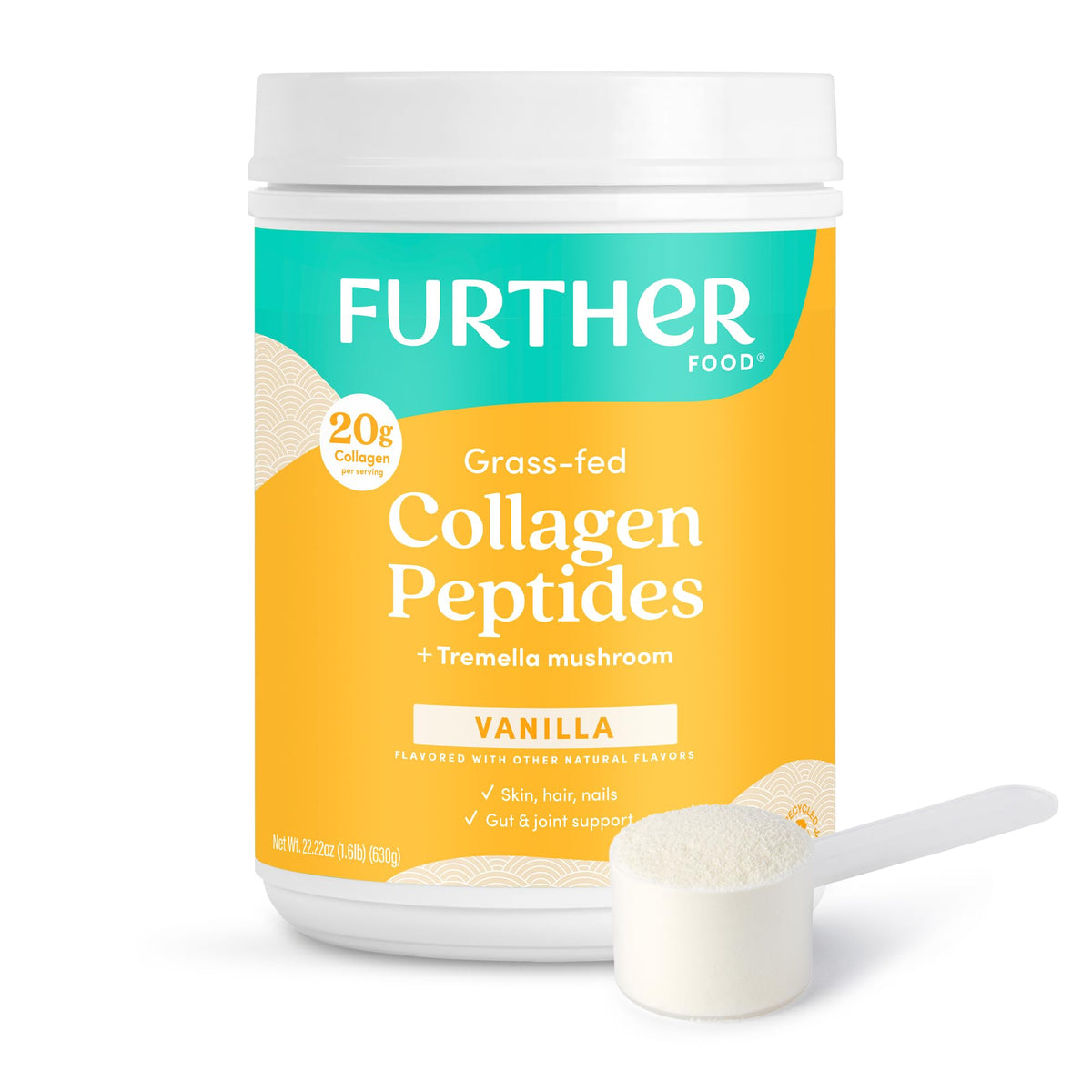 Further Food Vanilla Collagen Peptides Powder 100 Grass Fed - Further Food Official Imagery - 1
