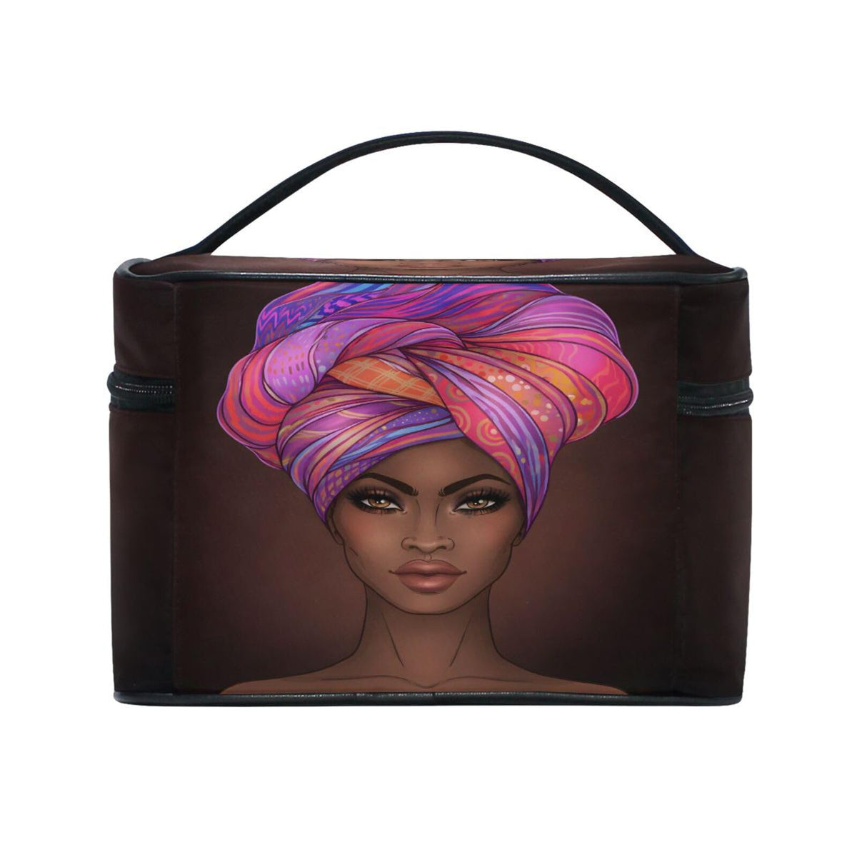 Makeup Bag Square Cosmetic Train Case African American Woman - senya Official Imagery - 5