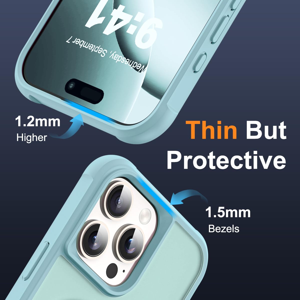 SKYLMW Compatible with iPhone 16 Pro Case with Stand Blue - SKYLMW Official Imagery - 7