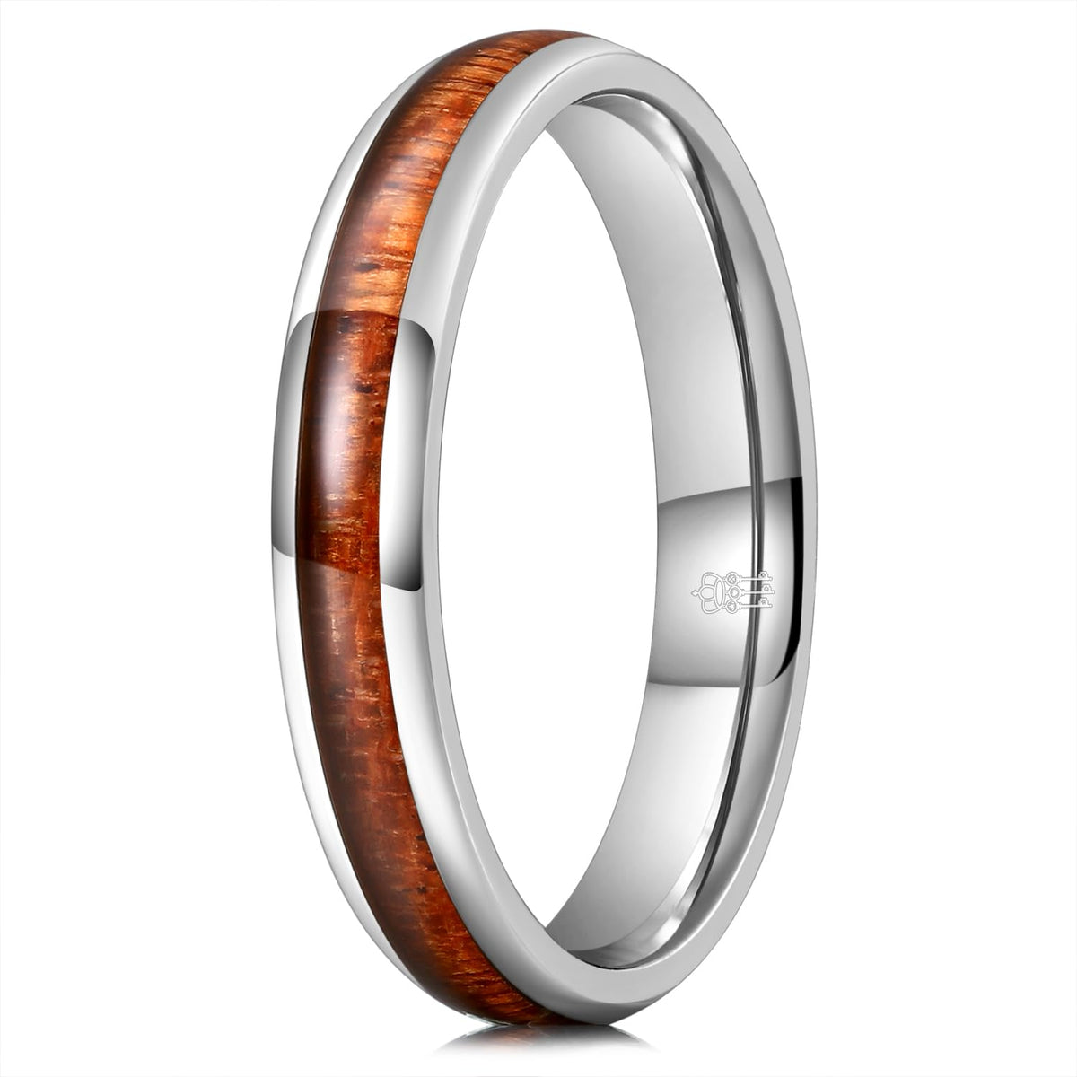 Titanium Wedding Band Koa wood Inlay for Men Women - THREE KEYS JEWELRY Official Imagery - 7