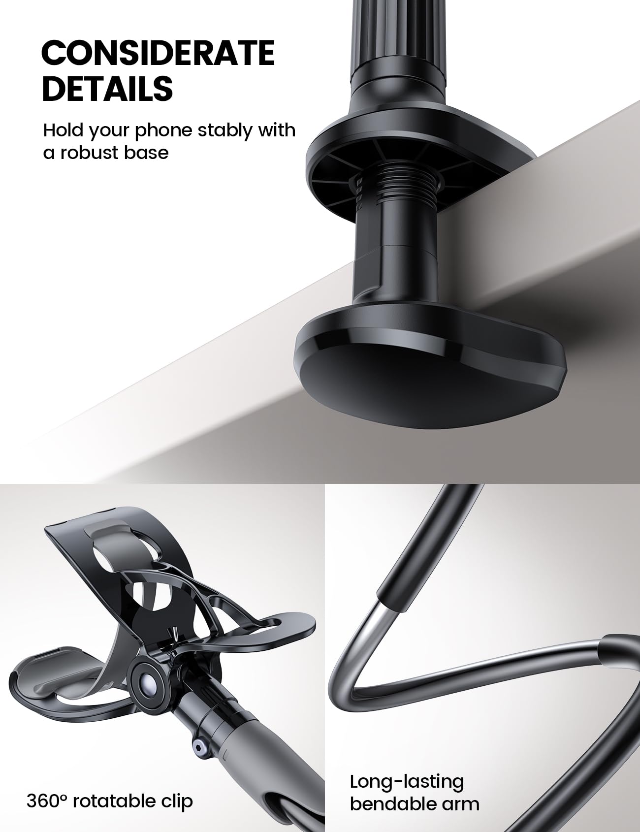 Lamicall Gooseneck Bed Phone Holder 33.4" Full Adjustable Flexibl by Lamicall - Angle View 6