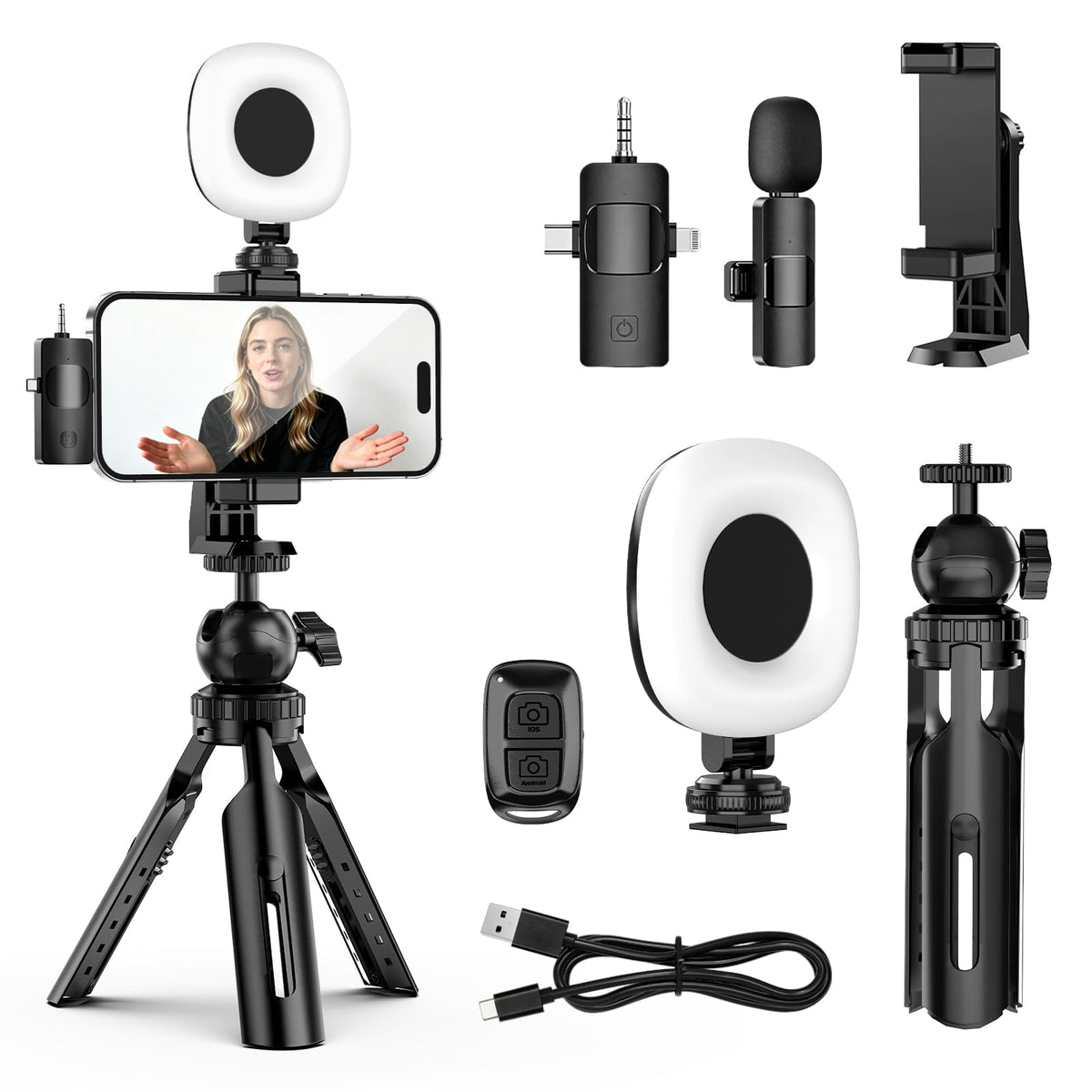 UBeesize Vlogging Kit for iPhone Android with Wireless Mic - UBeesize Official Imagery - 1
