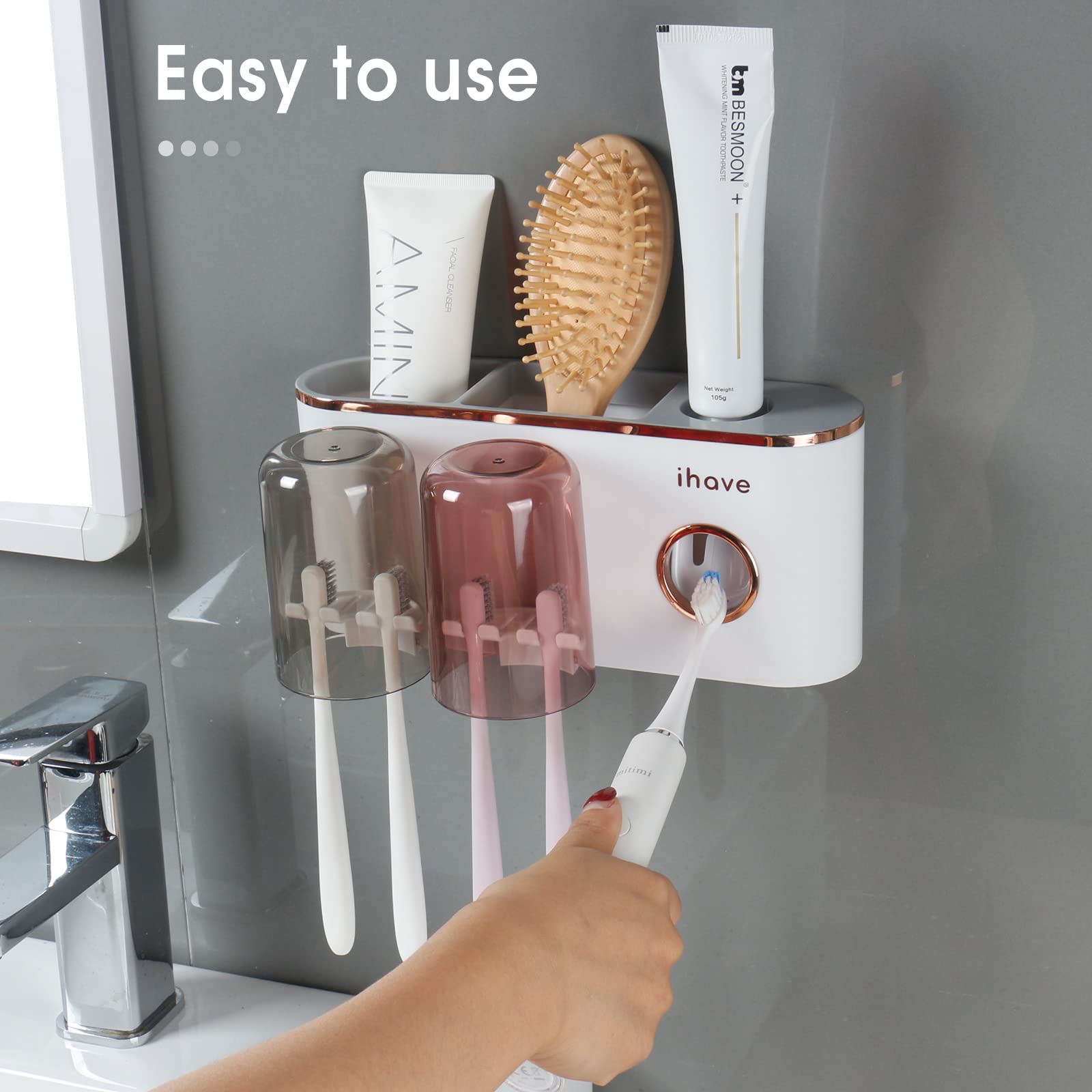 iHave Toothbrush Holders for Bathrooms Wall Mounted with Dispense - iHave Official Product View 4