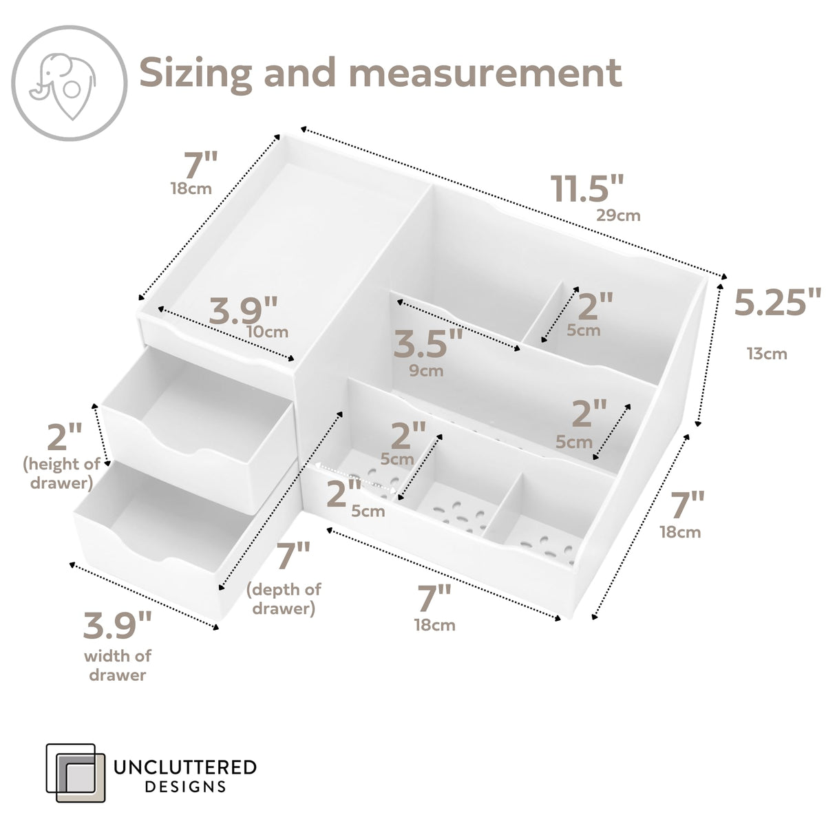 Makeup Organizer for Women White Dresser Top Organizer - Uncluttered Designs Official Imagery - 4