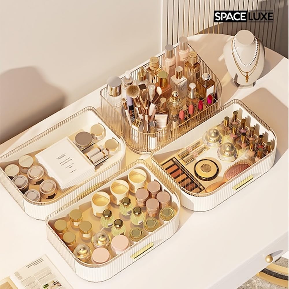 Large Makeup Organizer with Drawers 360 Rotating Brush - SpaceLuxe Official Imagery - 6