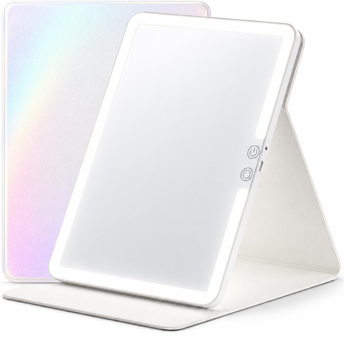 HUGOAI Travel Makeup Mirror with Lights Iridescent Pearl - HUGOAI Official Imagery - 2