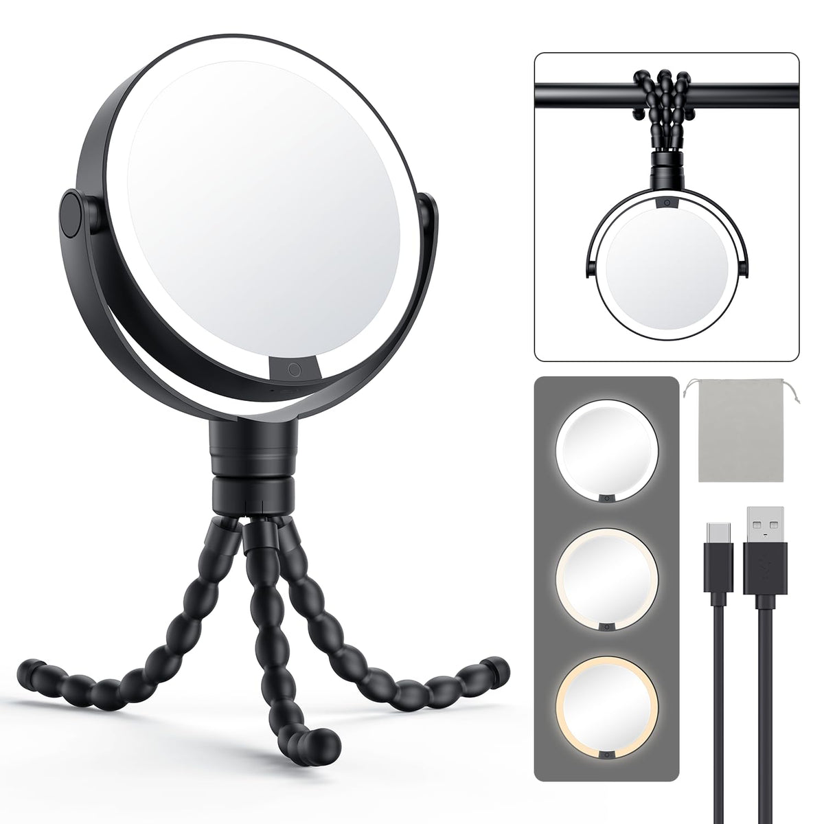 Gospire 5 85 Tripod Travel Makeup Mirror with Light and - Gospire Official Imagery - 2