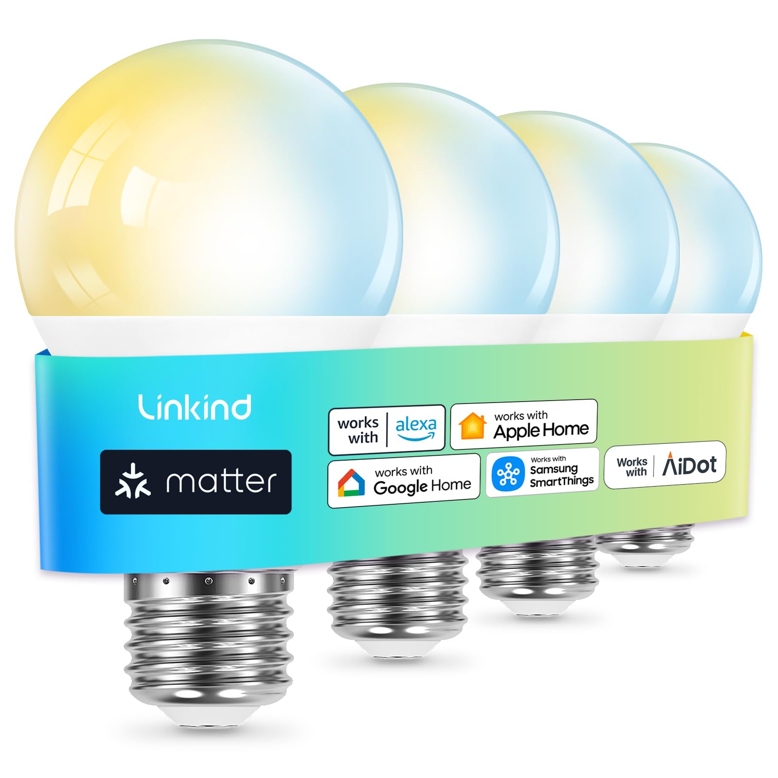 Linkind Matter Smart Light Bulbs, Work with Apple Home, Alexa, Go - Linkind Official Product View 1