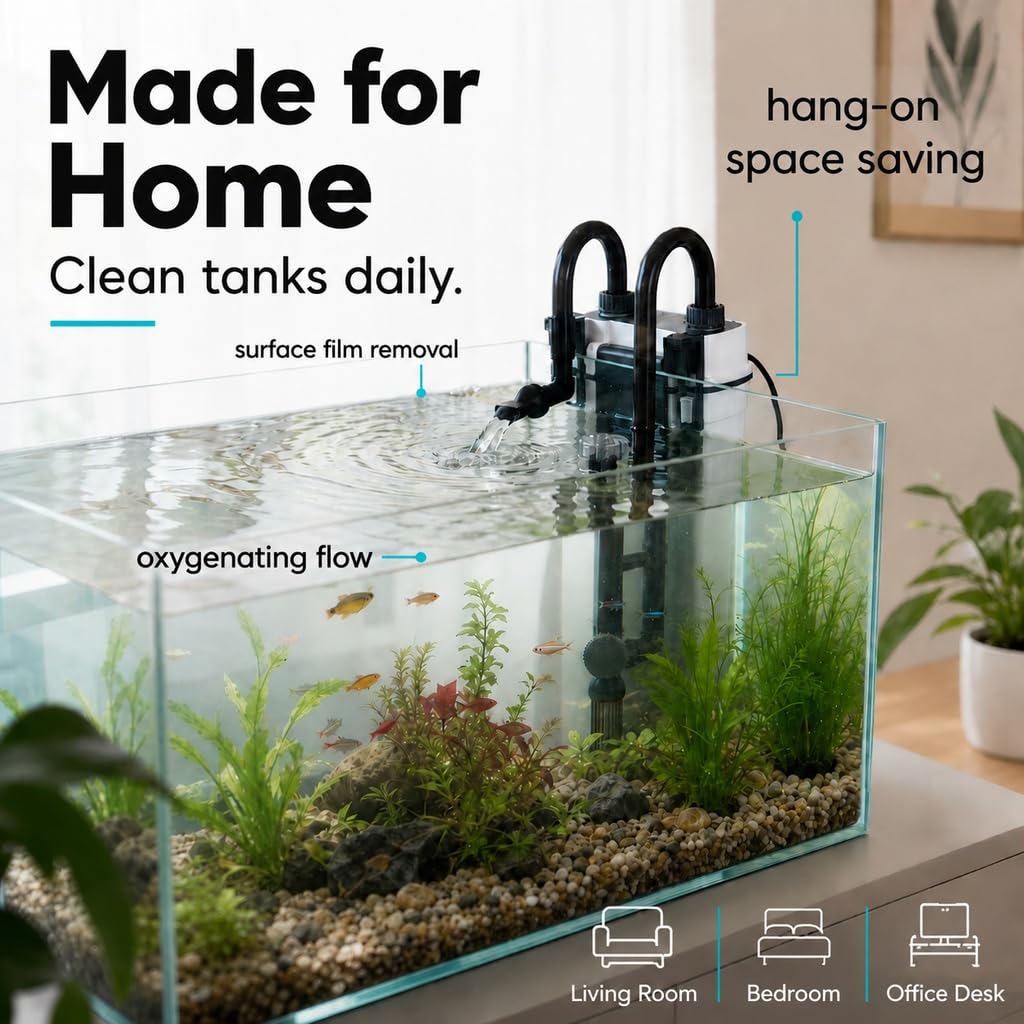 Aquarium Filter for 10 40 Gallon Fish Tank Quiet Hang On - MUZIBAMA Official Imagery - 6
