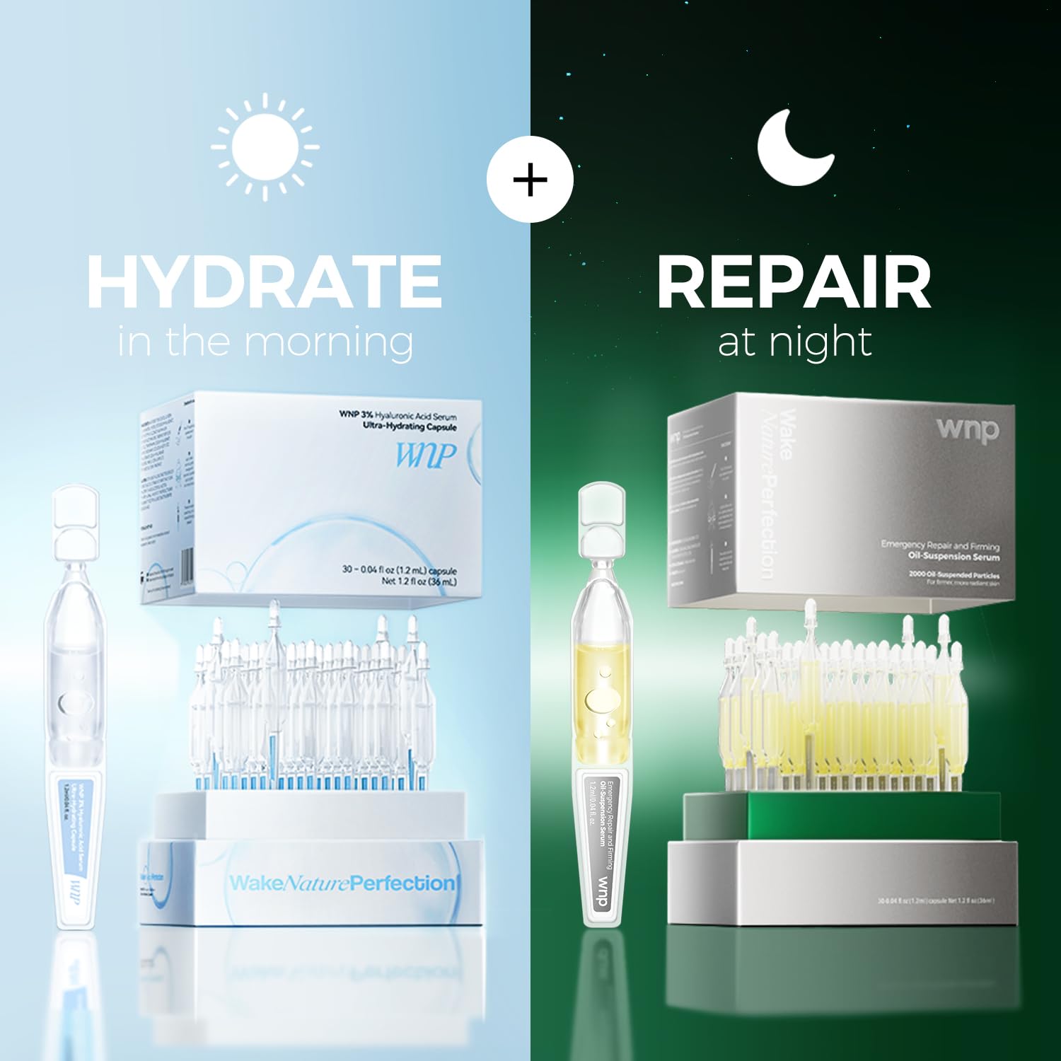 Hydrating Repair Serum Set: 3% Hyaluronic Acid &amp; Collagen, - WNP
