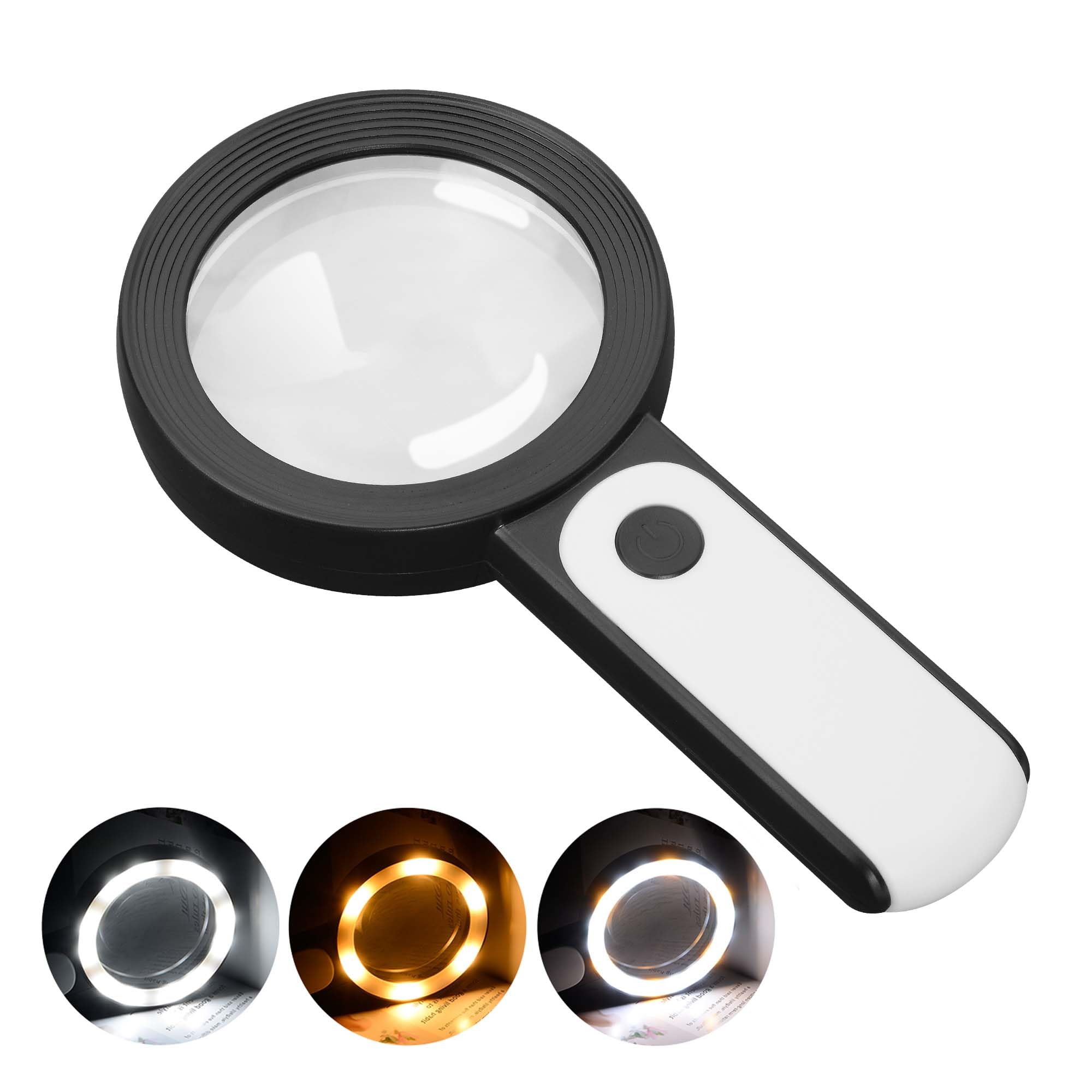 JMH Magnifying Glass with Light, Handheld Large Magnifying Glass by JMH - Angle View 1