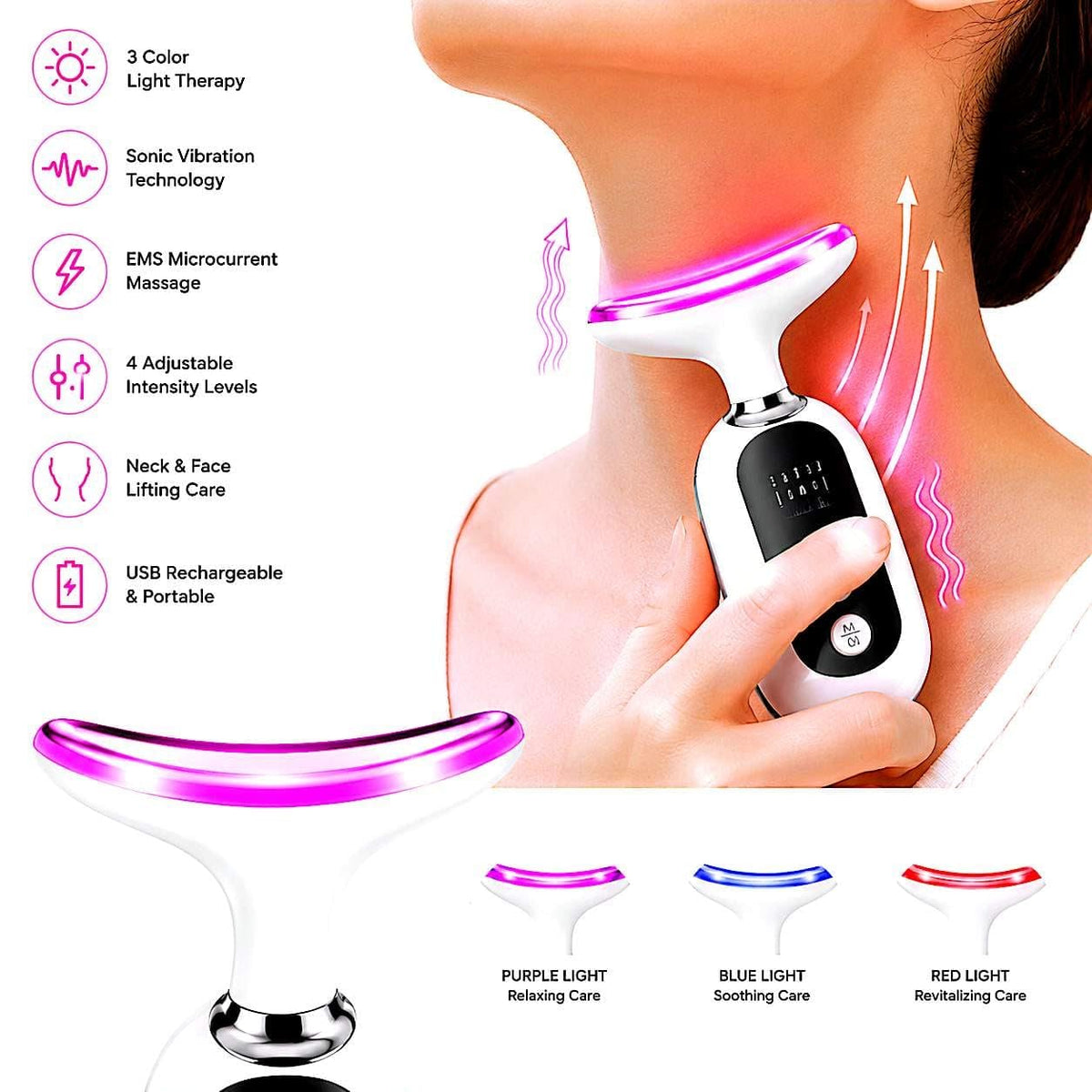 Portable Face Massager with 3 Light Modes Red for Lifting - ZMARJ ARTLOGO Official Imagery - 3